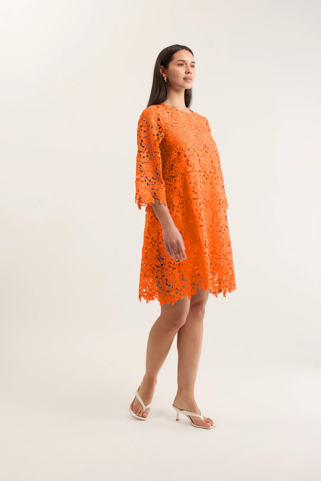 Claire Lace Dress In Tangerine - Image 4