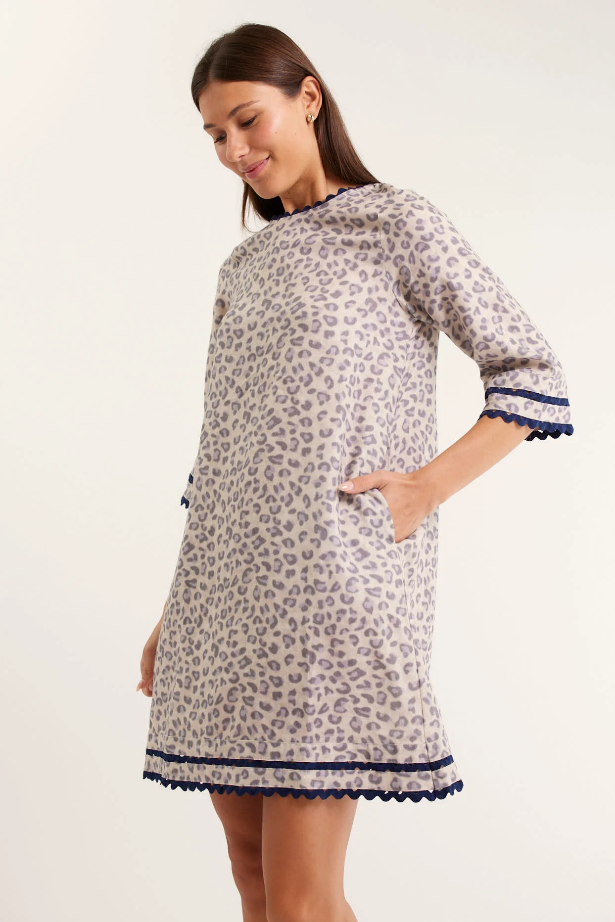 Claire Linen Dress In Animal - Image 2