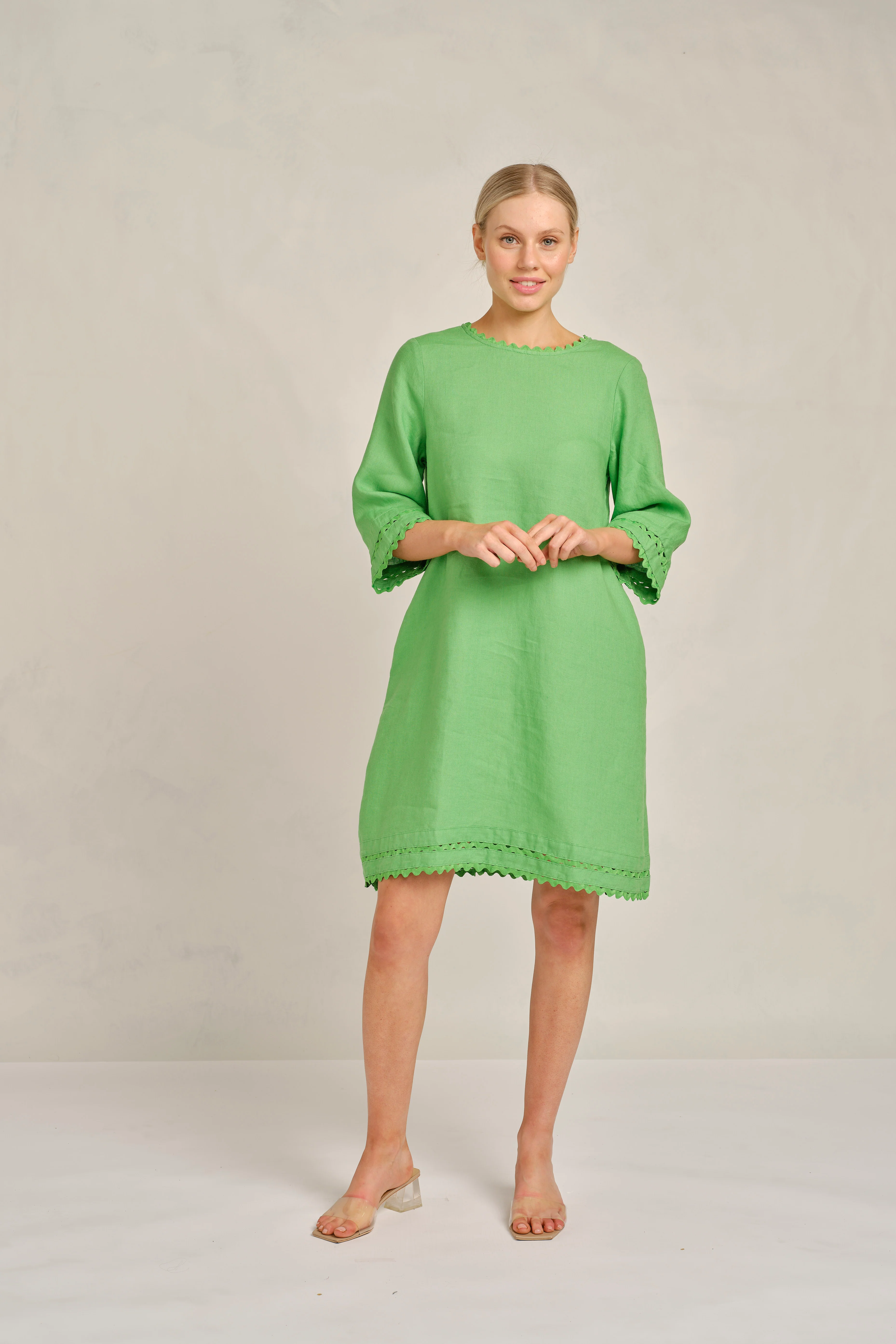 Claire Linen Dress in Clover - Image 3