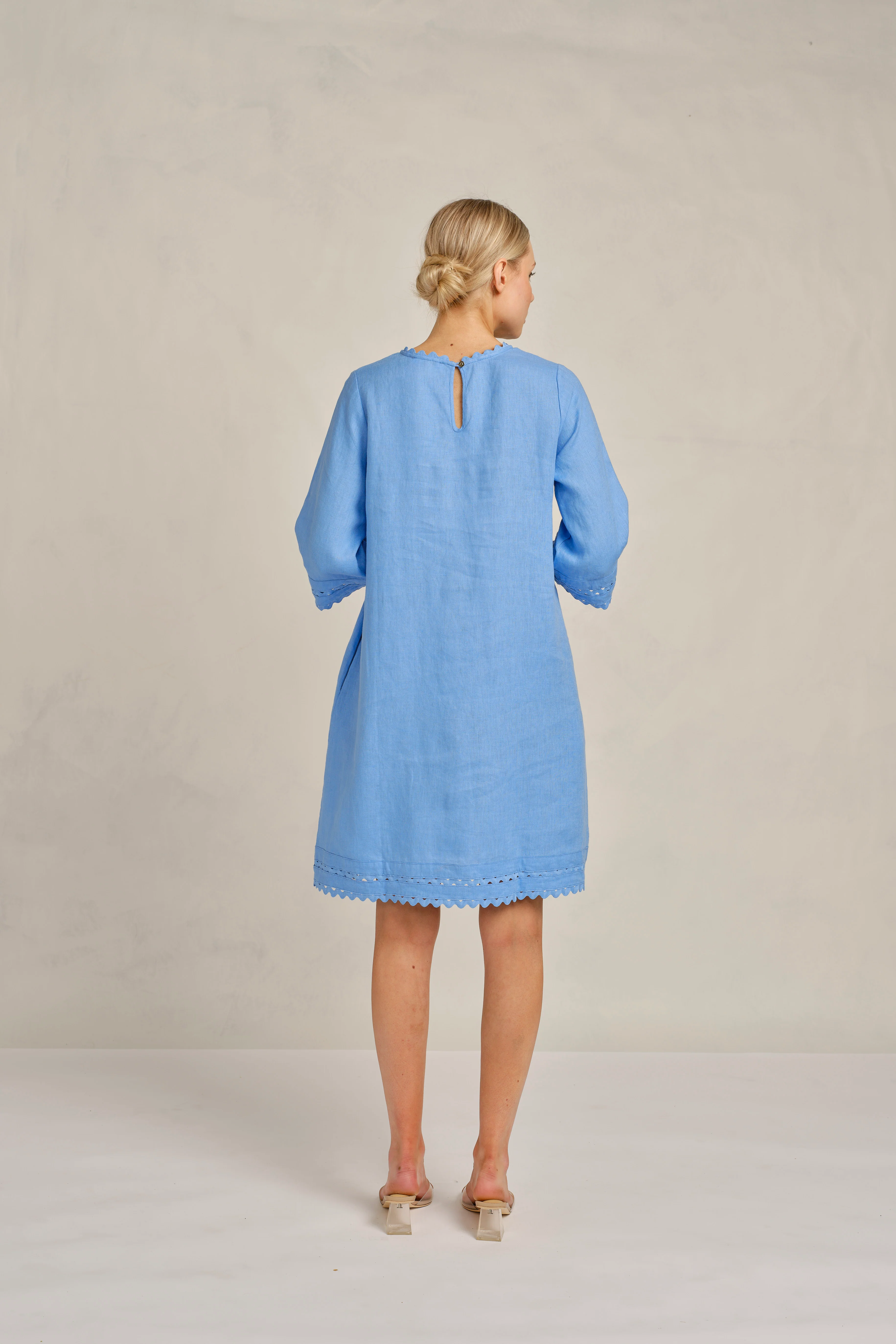 Claire Linen Dress in Cornflower - Image 5