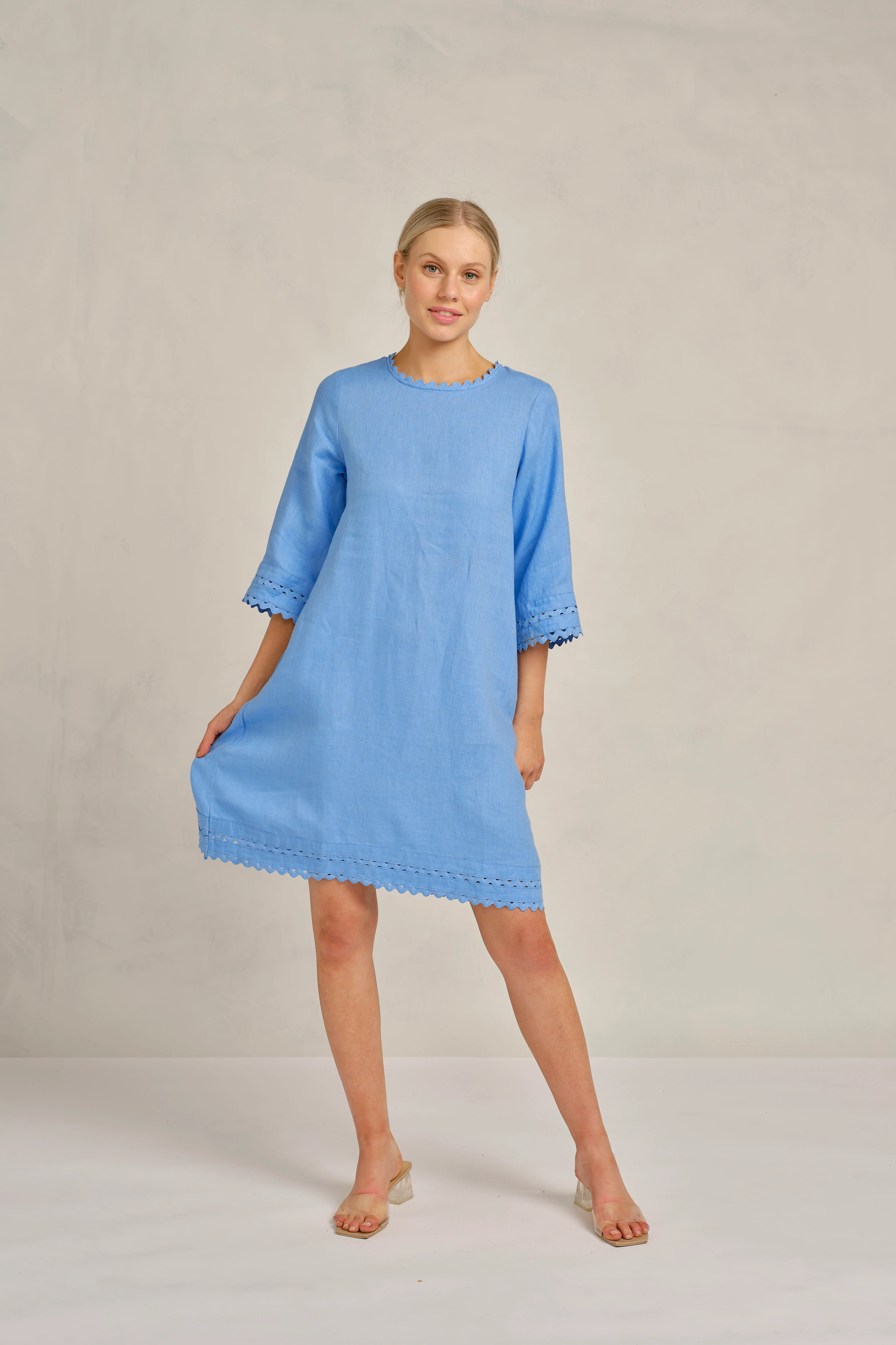 Claire Linen Dress in Cornflower - Image 6