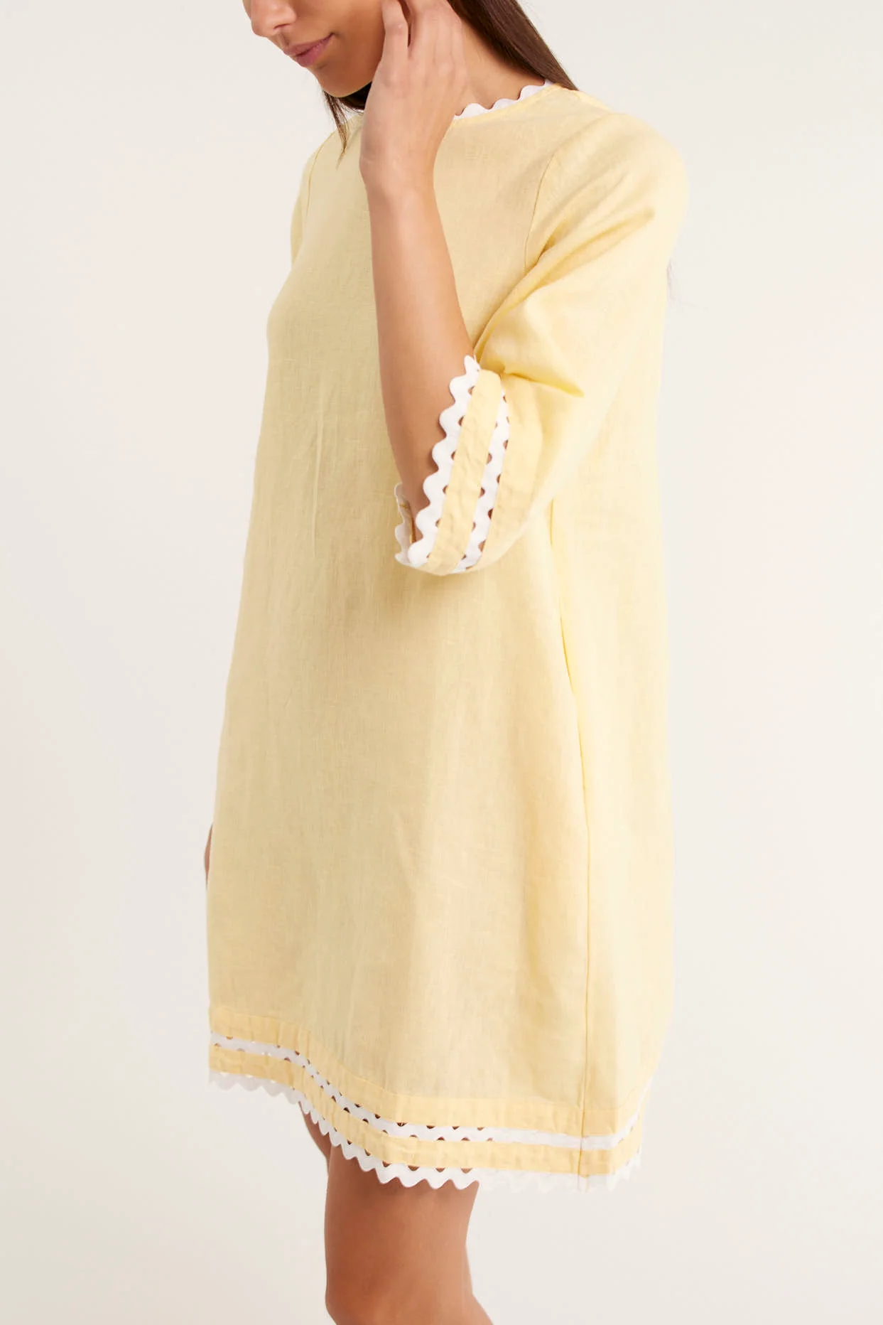 Claire Linen Dress In Lemon - Image 3