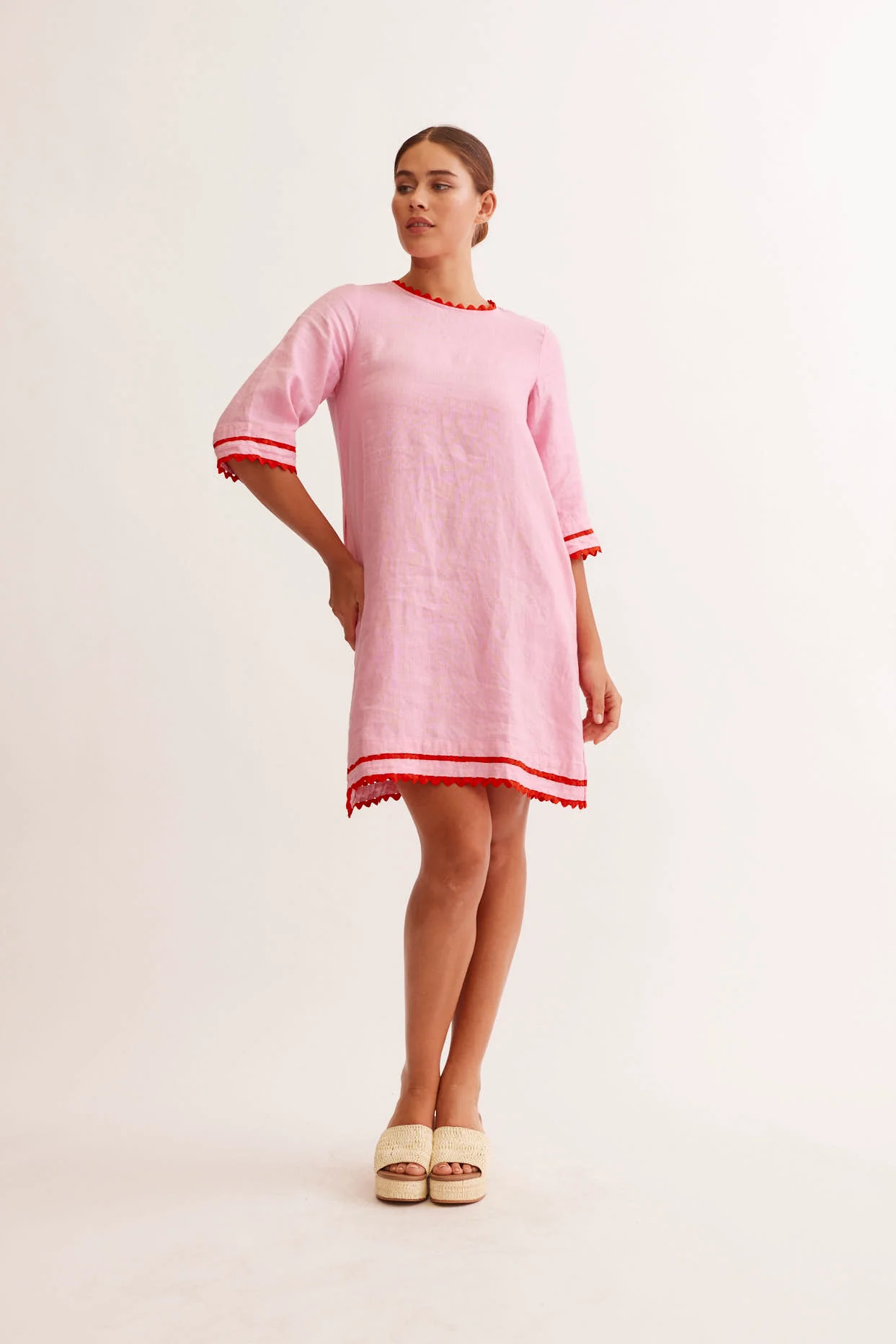 Claire Linen Dress in Lolly/Red - Image 4
