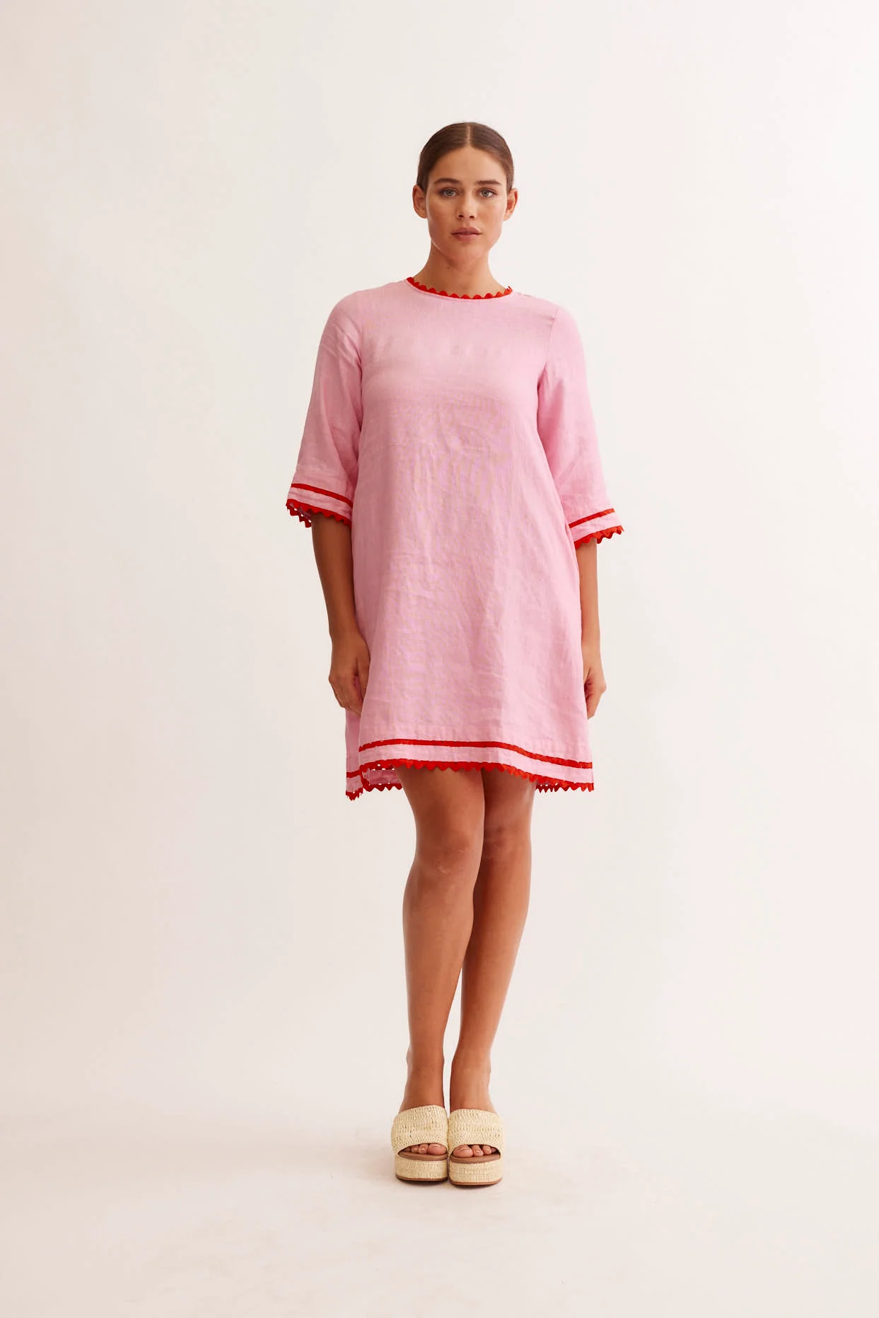 Claire Linen Dress in Lolly/Red - Image 5