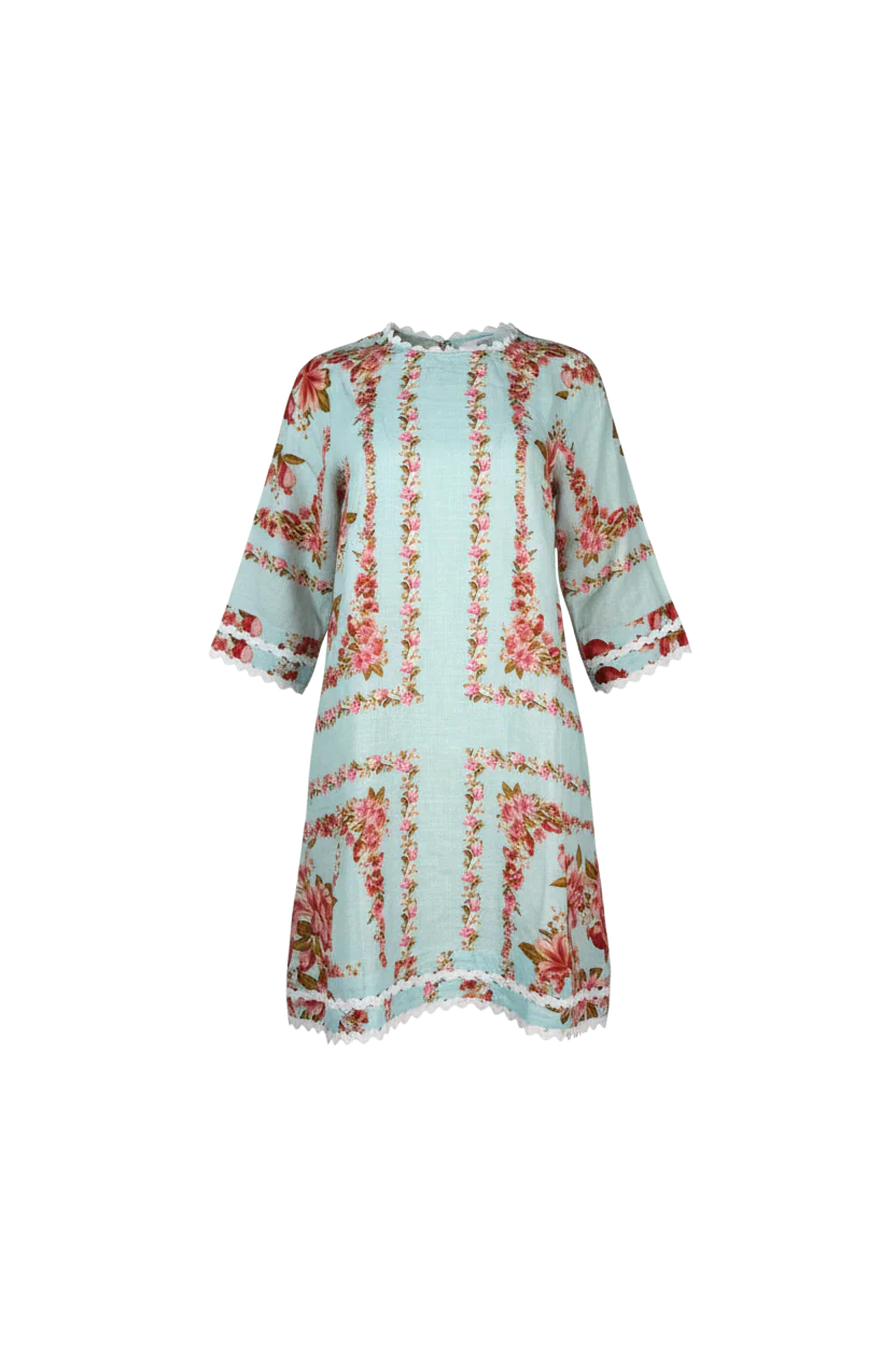 Claire Linen Dress In Portofino - Image 3