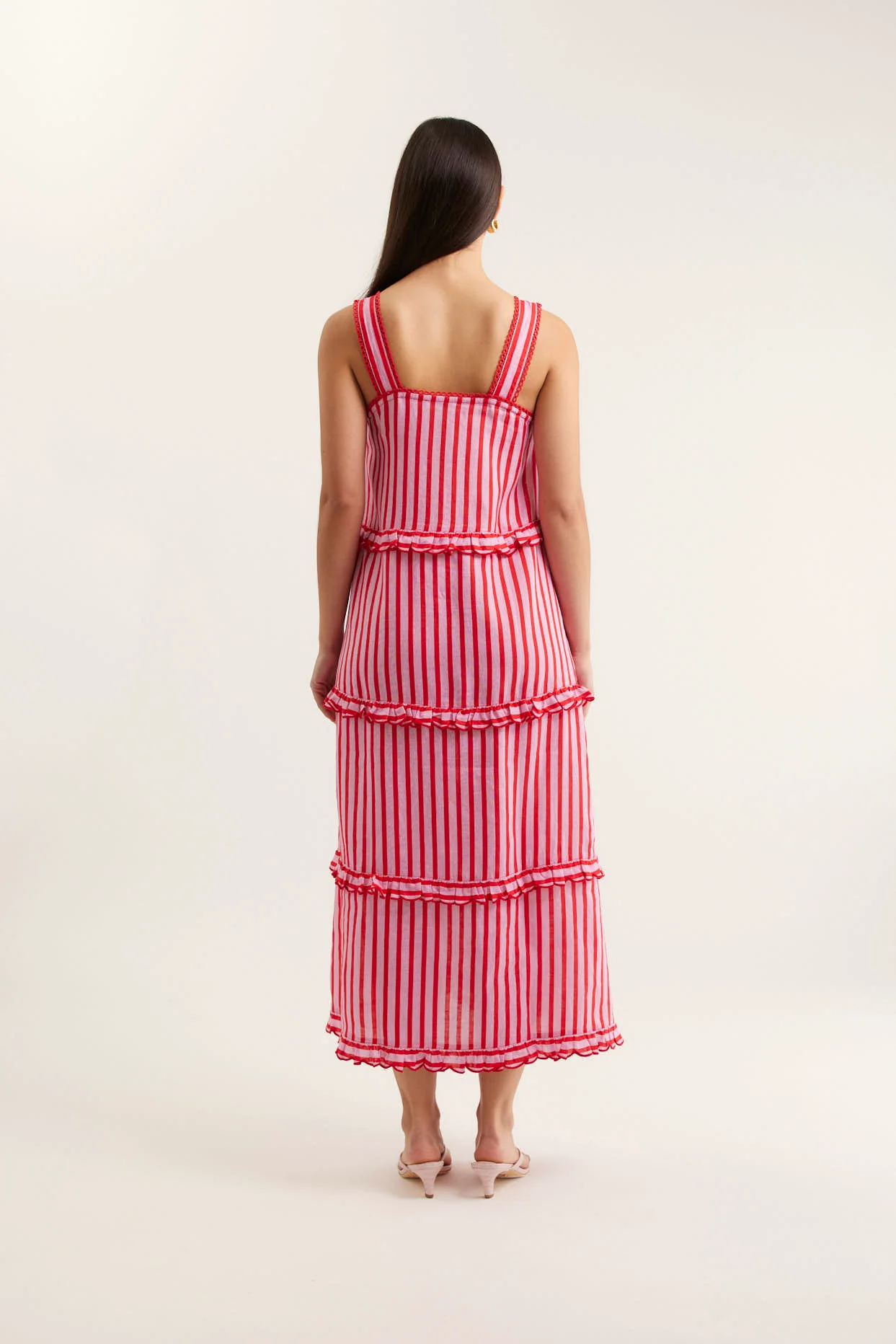 Clementine Breton Linen Dress In Pink/Red - Image 6