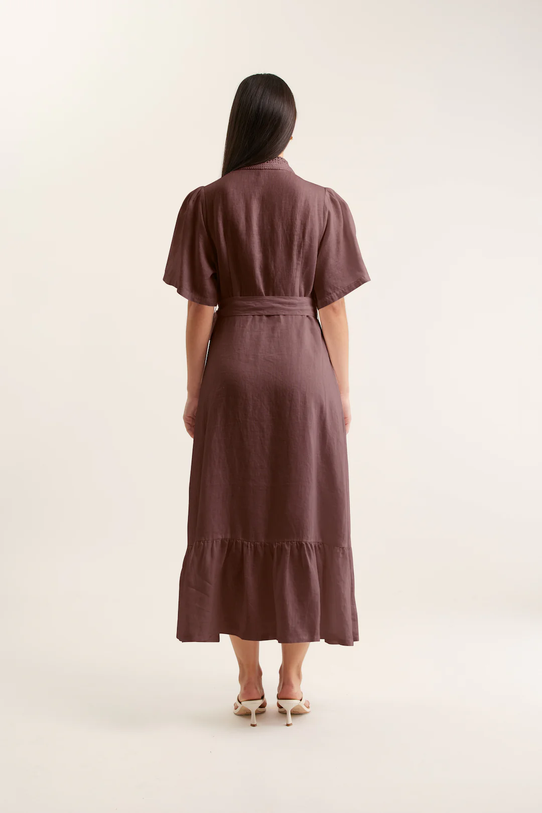 Emma Linen Dress In Choc - Image 3