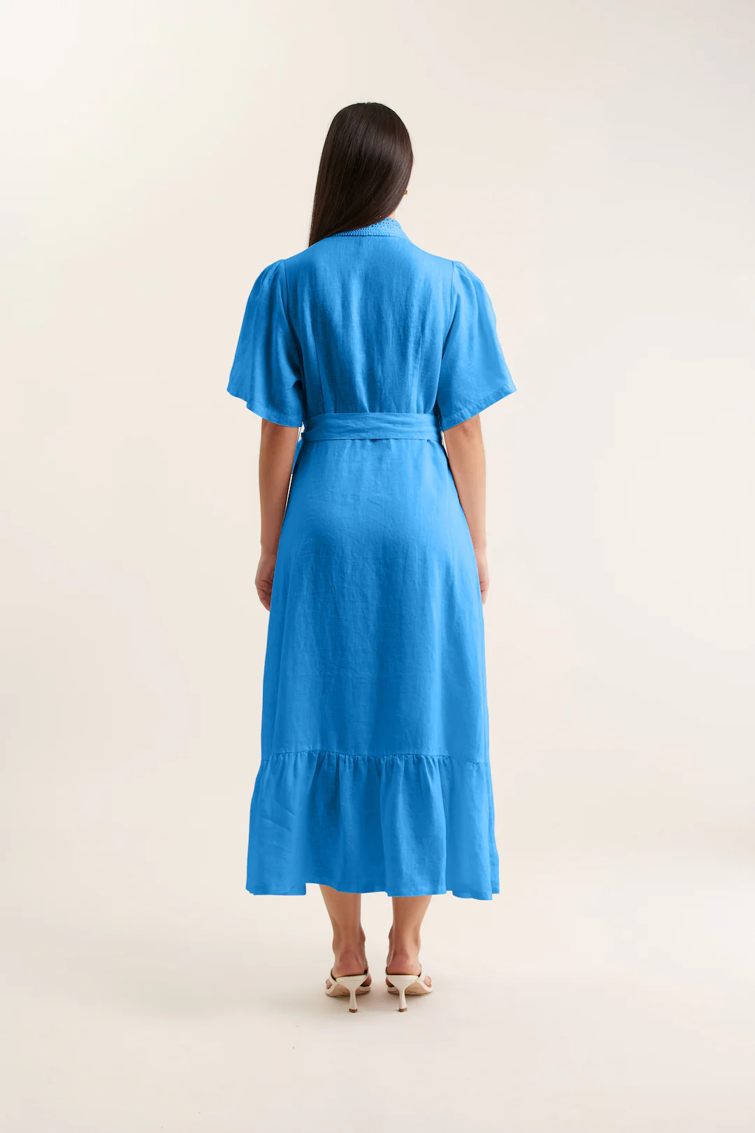 Emma Linen Dress In Cornflower - Image 2