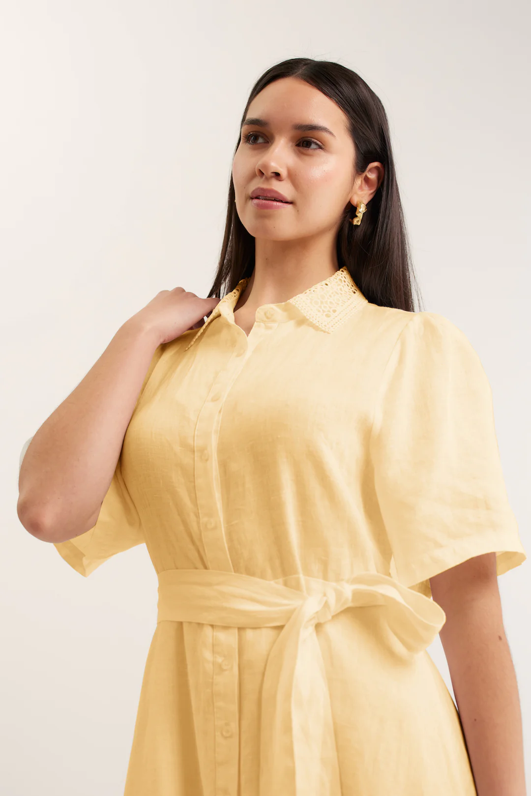 Emma Linen Dress In Lemon - Image 2