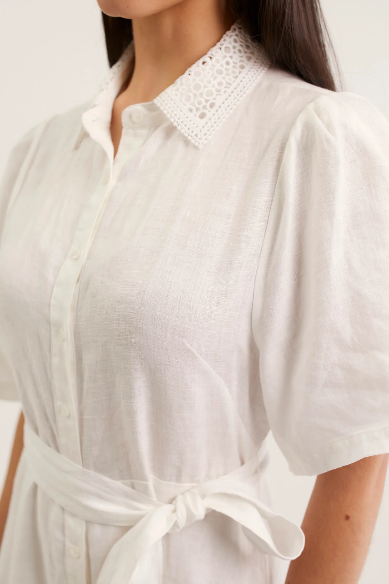 Emma Linen Dress In White - Image 2