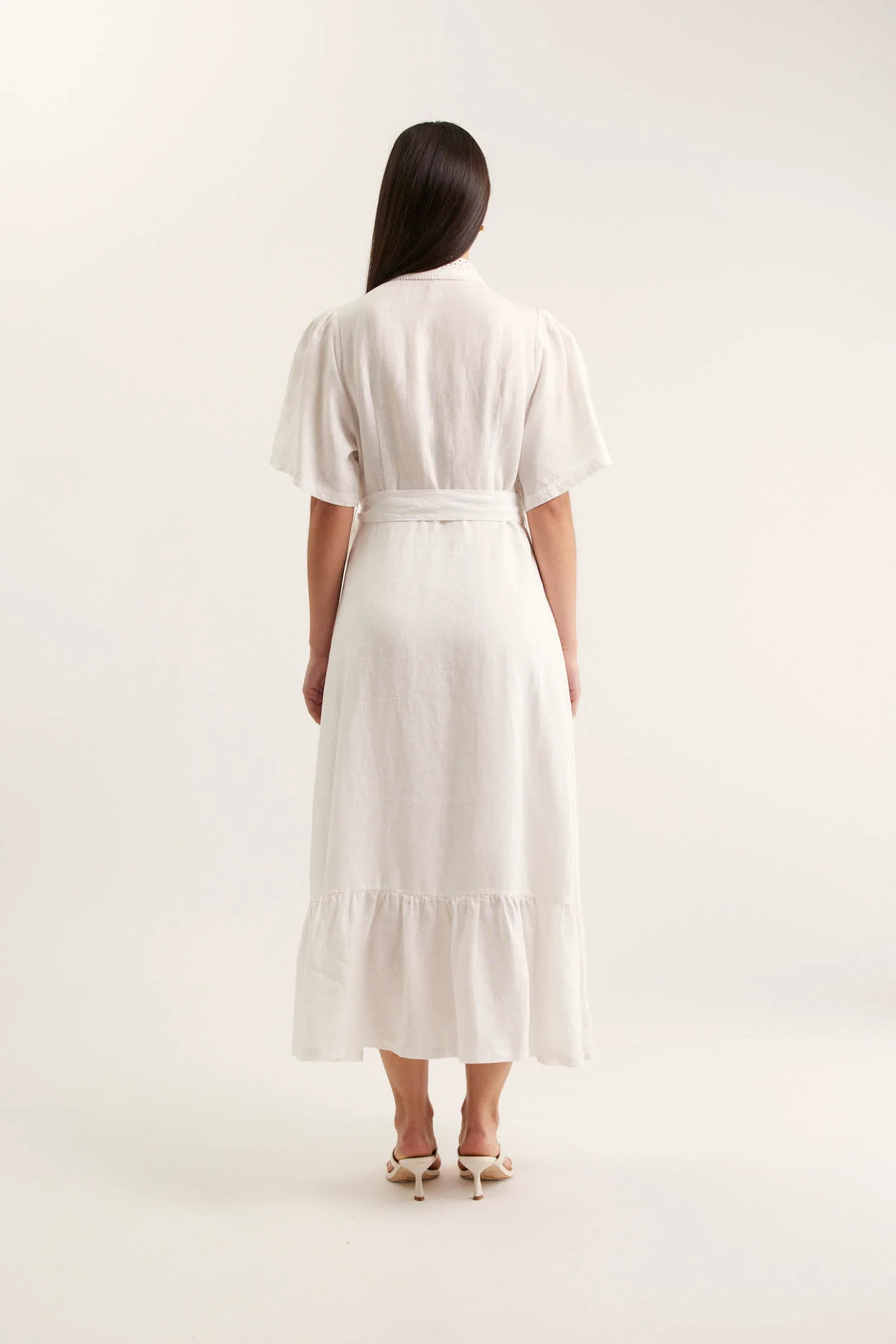 Emma Linen Dress In White - Image 3