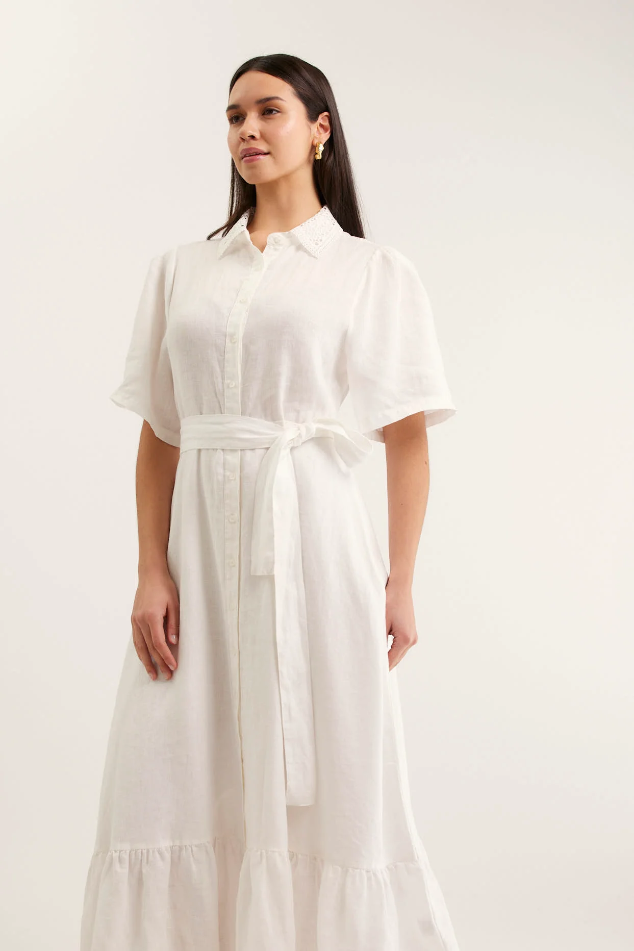 Emma Linen Dress In White - Image 4