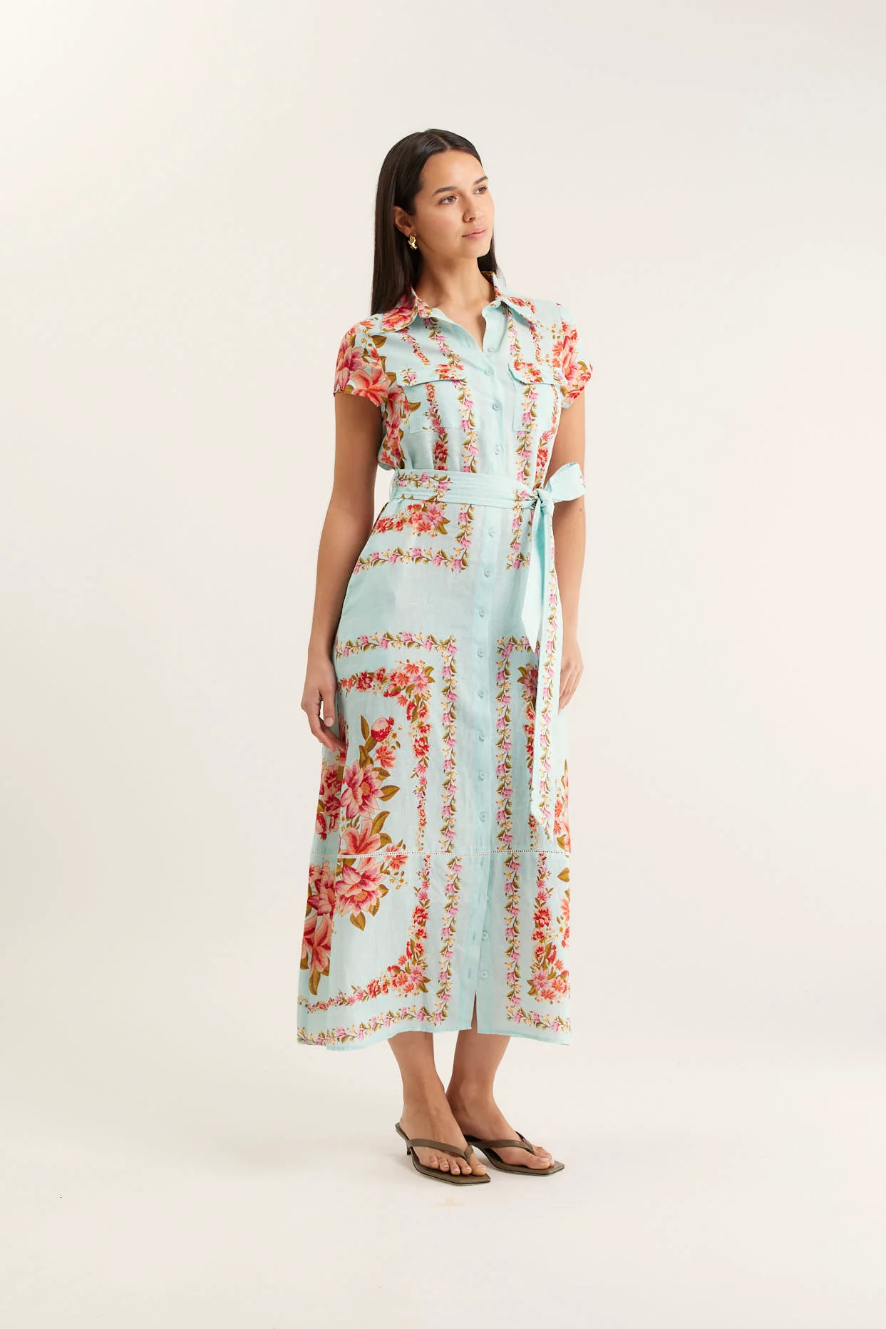 Estella Linen Dress In Portofino - Image 5