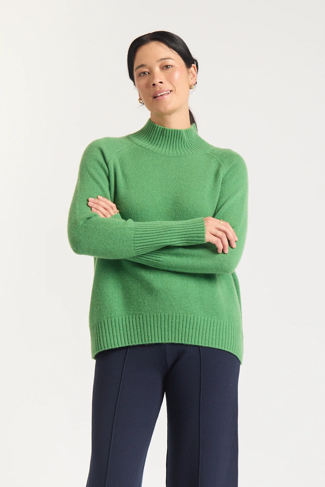 Fifi Cashmere Polo Sweater In Avocado - Image 3