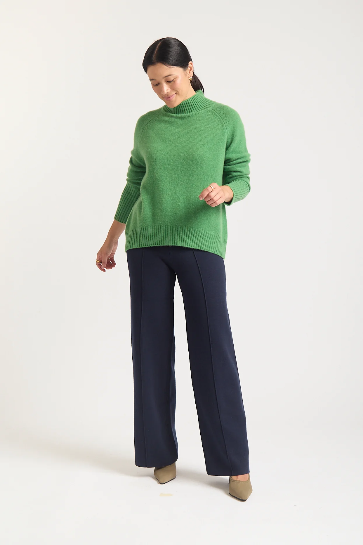 Fifi Cashmere Polo Sweater In Avocado - Image 4