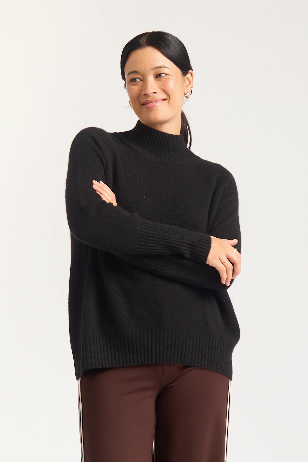 Fifi Cashmere Polo Sweater In Black - Image 2
