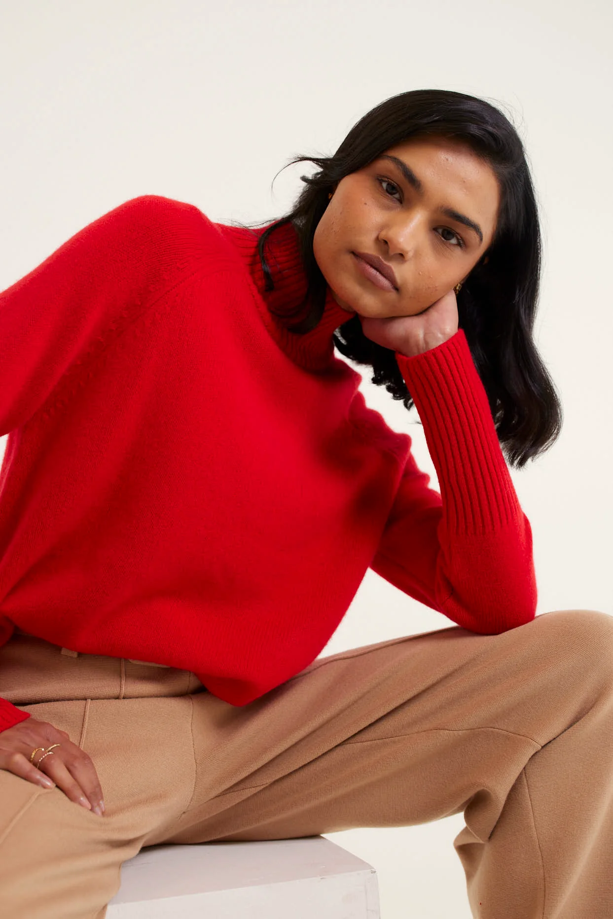 Fifi Cashmere Polo Sweater In Crimson - Image 3