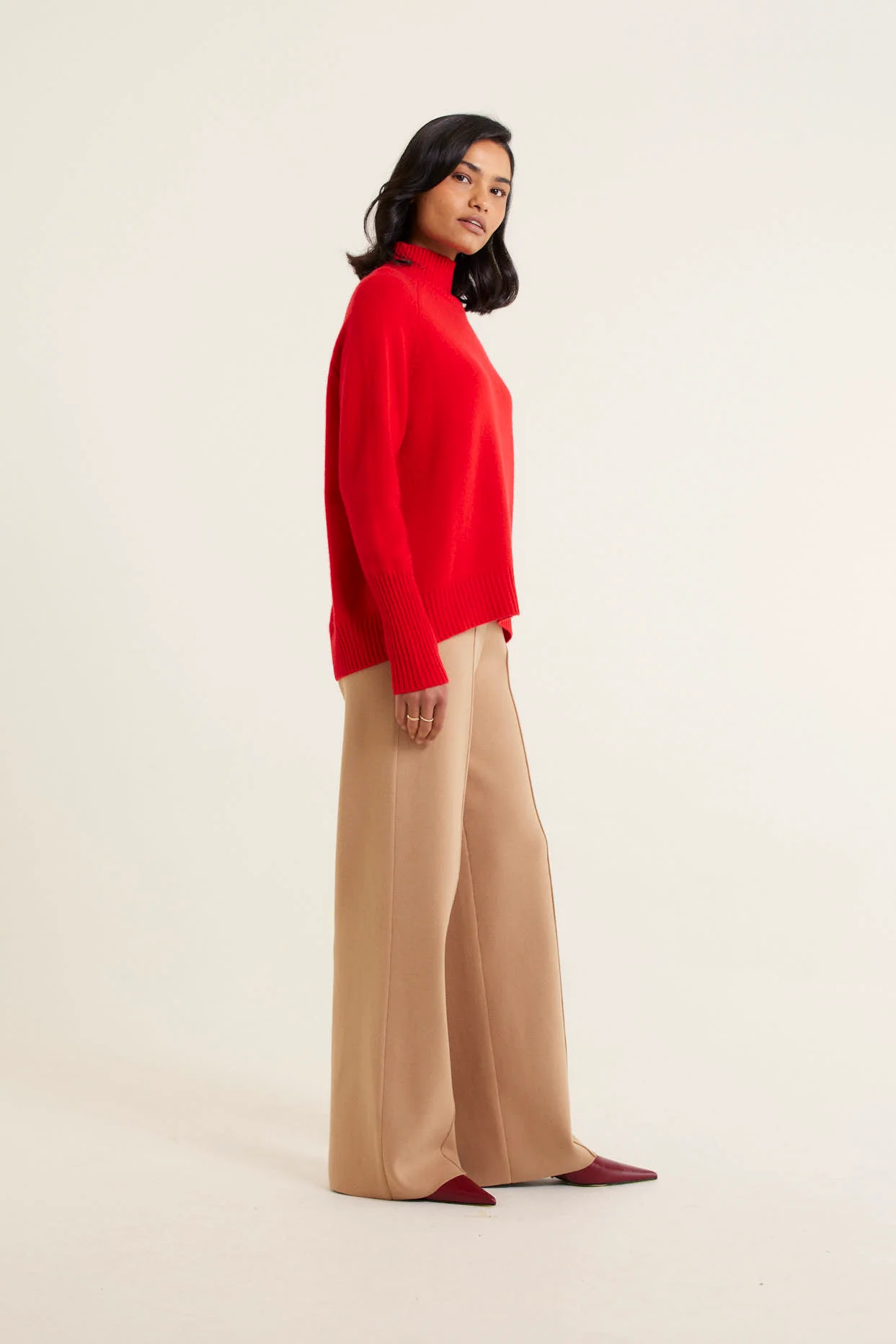 Fifi Cashmere Polo Sweater In Crimson - Image 4