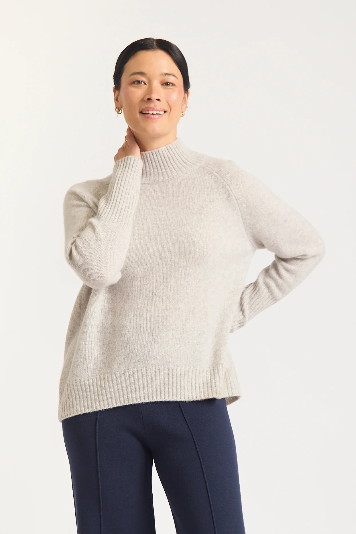 Fifi Cashmere Polo Sweater In Frost - Image 4