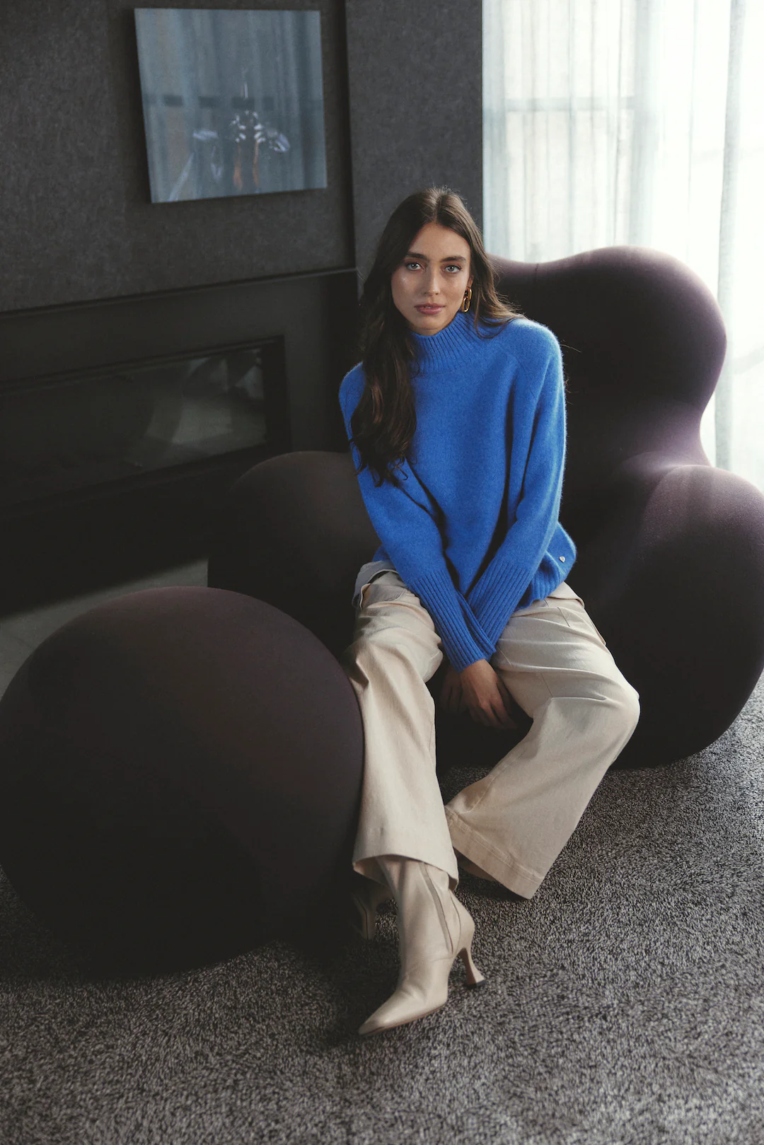 Fifi Cashmere Polo Sweater In Lagoon - Image 2