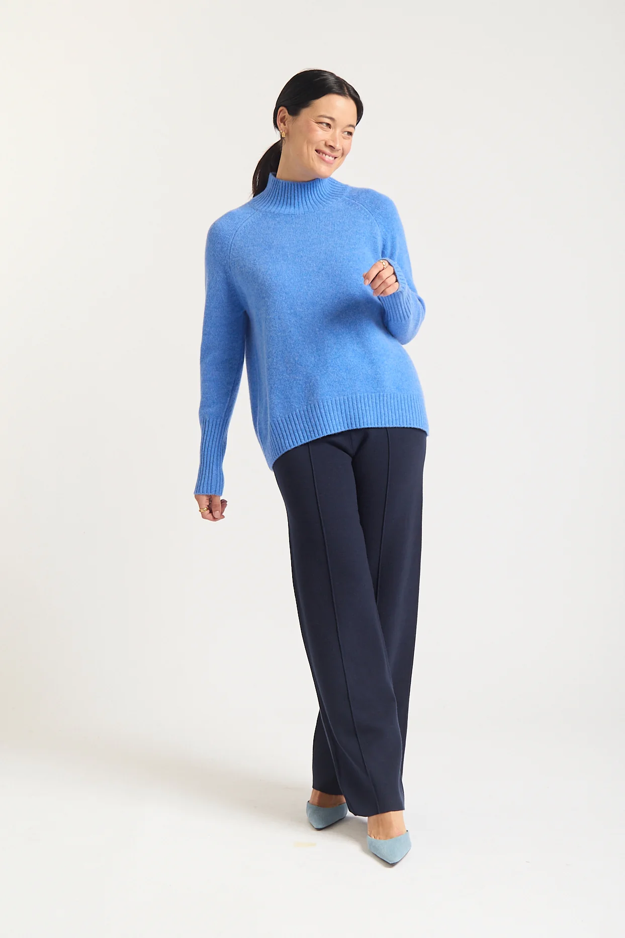 Fifi Cashmere Polo Sweater In Lagoon - Image 4