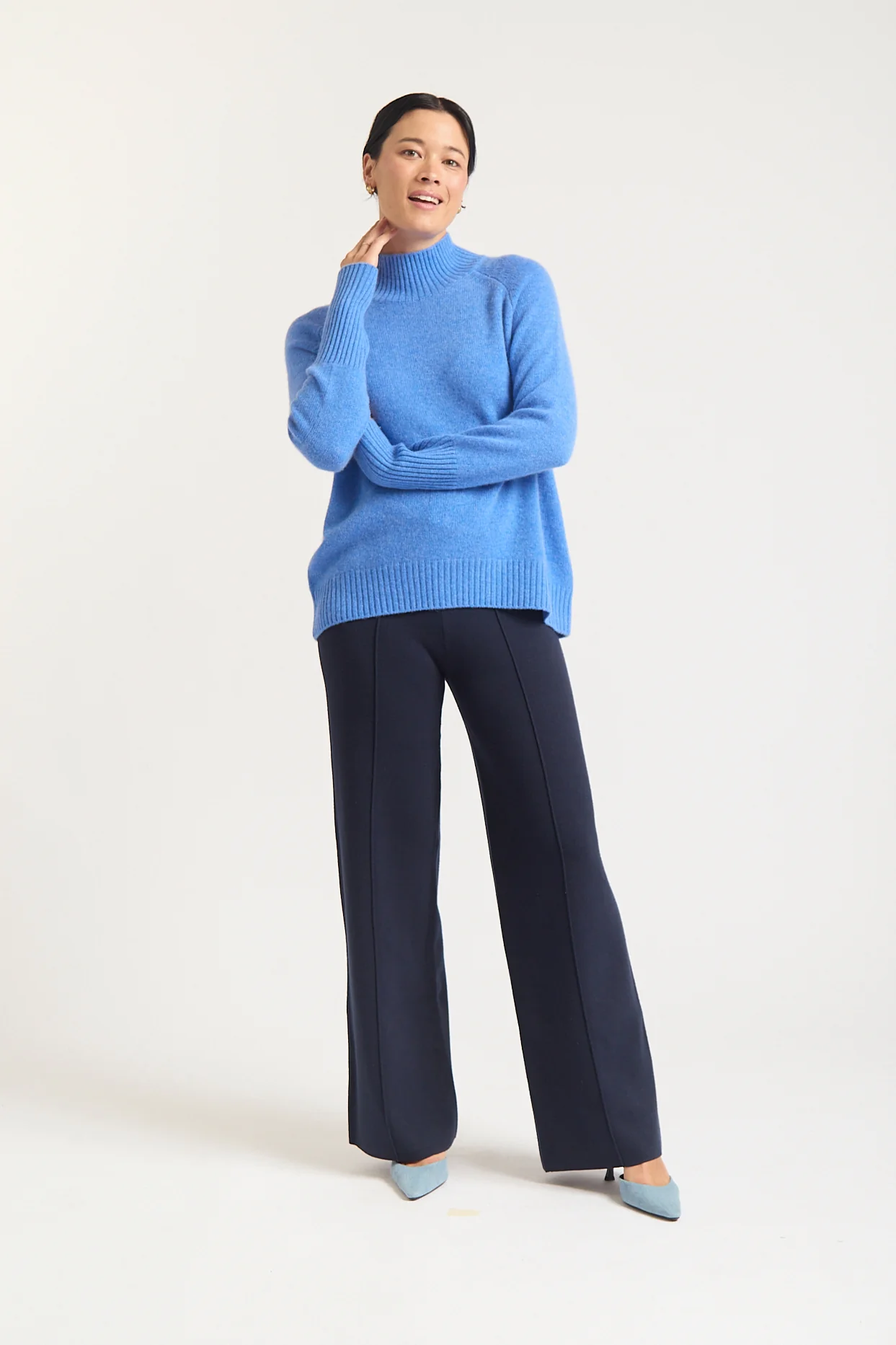 Fifi Cashmere Polo Sweater In Lagoon - Image 5