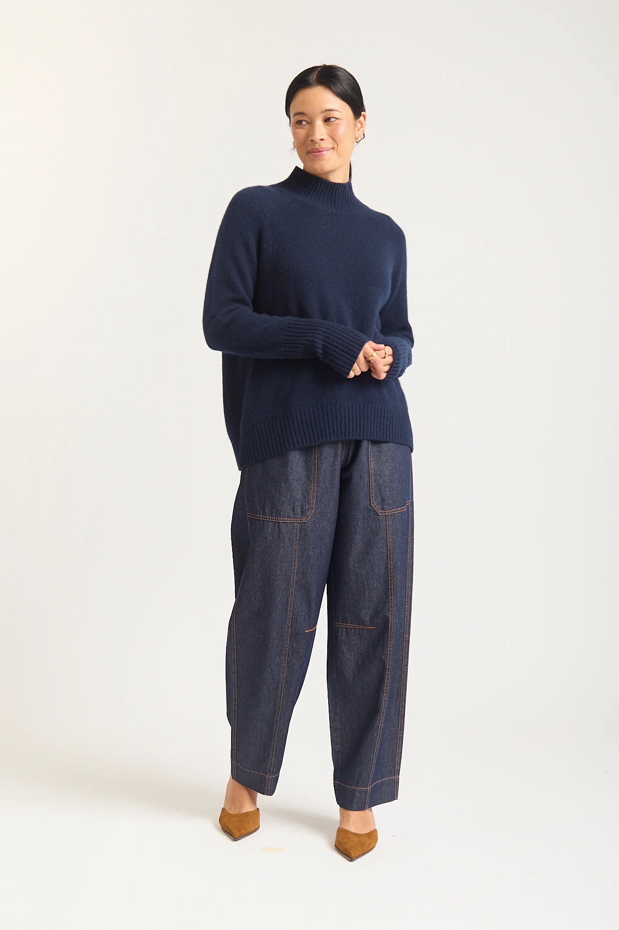 Fifi Cashmere Polo Sweater In Midnight Navy - Image 2