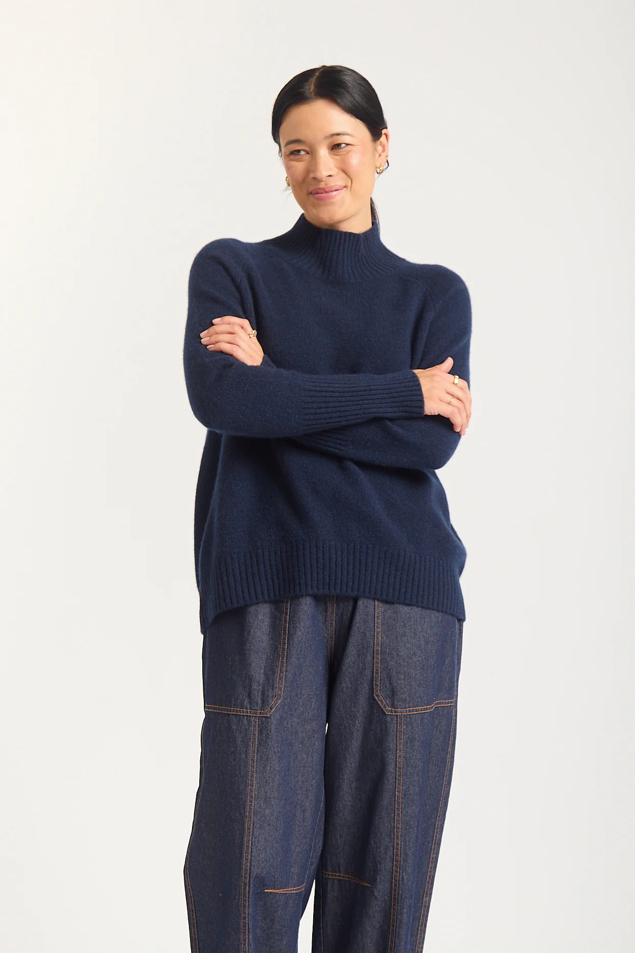 Fifi Cashmere Polo Sweater In Midnight Navy - Image 3