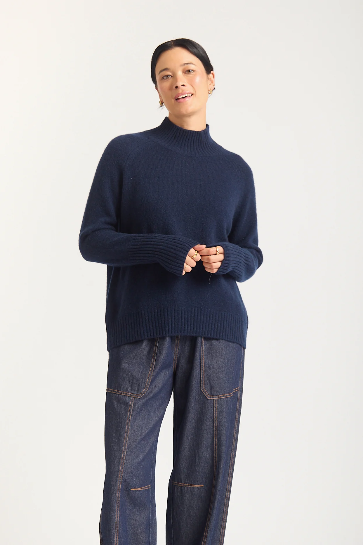 Fifi Cashmere Polo Sweater In Midnight Navy - Image 5