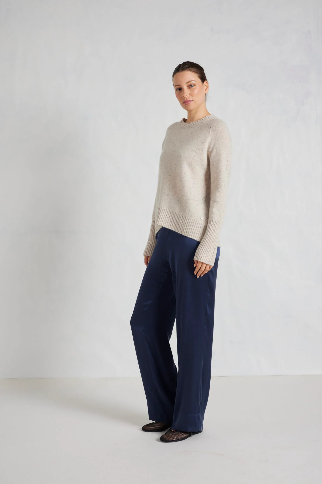 Fifi Crew Cashmere Sweater in Seashell - Image 2
