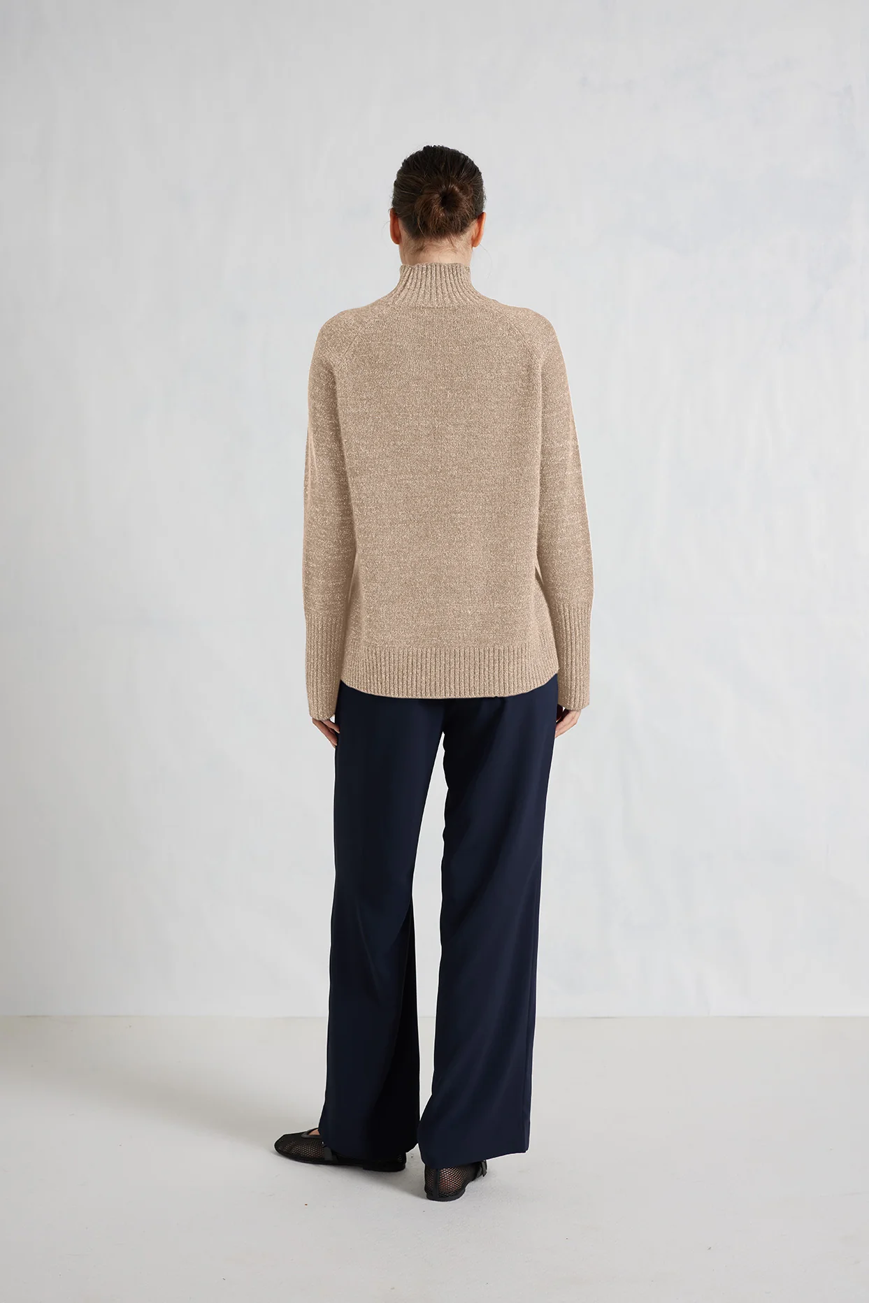 Fifi Polo Cashmere Sweater in Muesli Lurex - Image 2