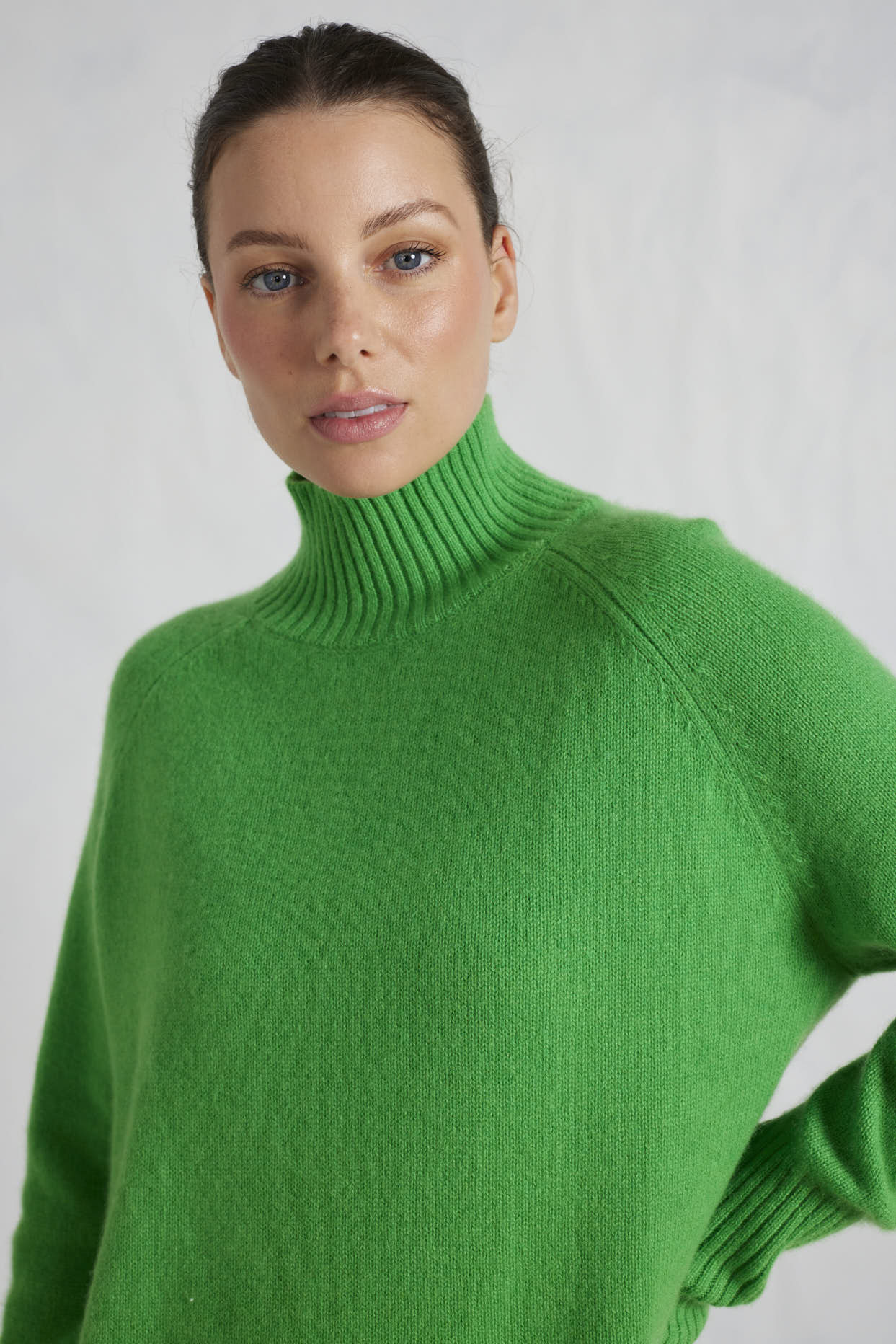 Fifi Polo Cashmere Sweater in Lime Green - Image 3