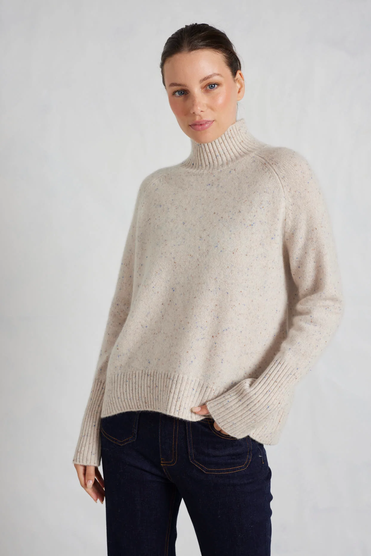 Fifi Polo Cashmere Sweater in Seashell - Image 2