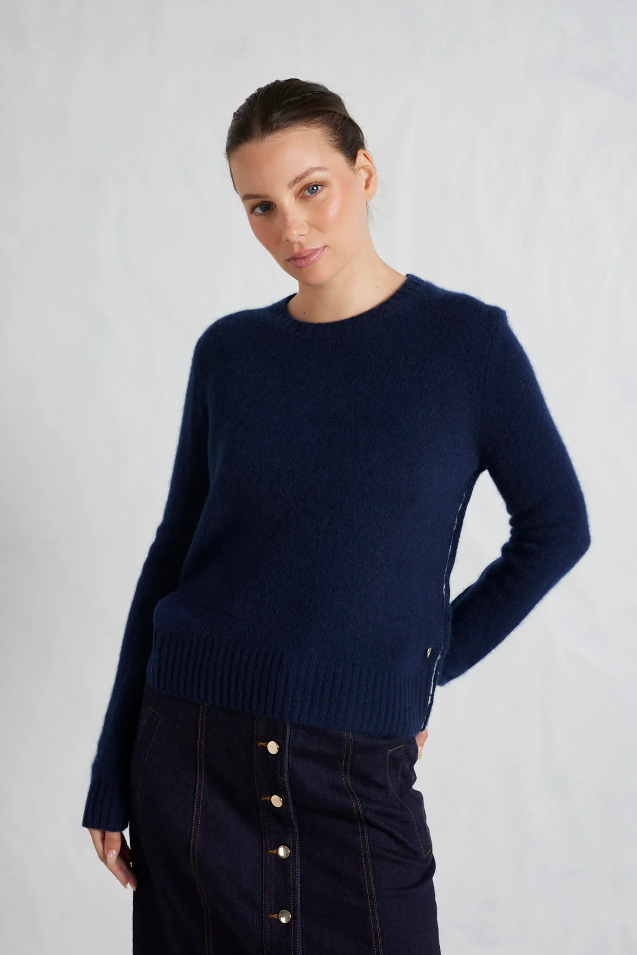 Georgia Cashmere Sweater in Midnight Navy - Image 2