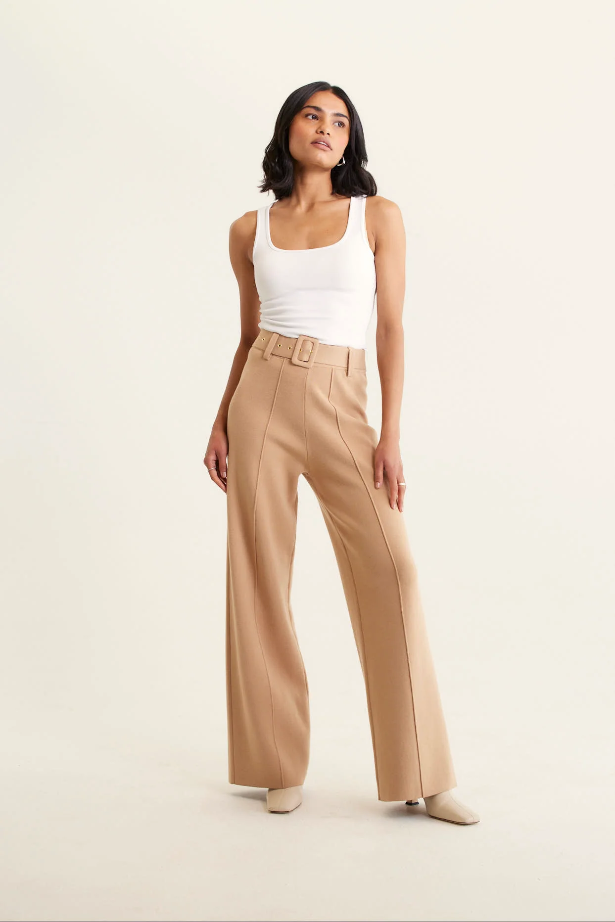 Hamilton Crepe Knit Pant In Tan - Image 2