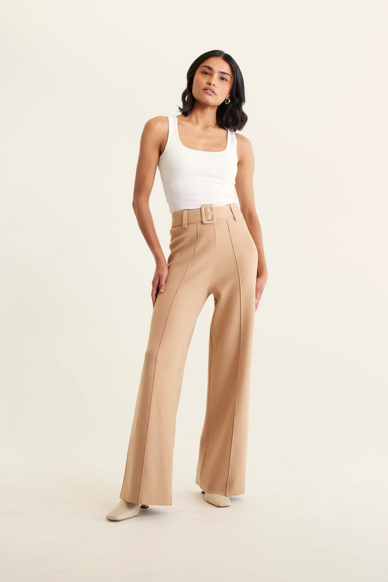 Hamilton Crepe Knit Pant In Tan - Image 3