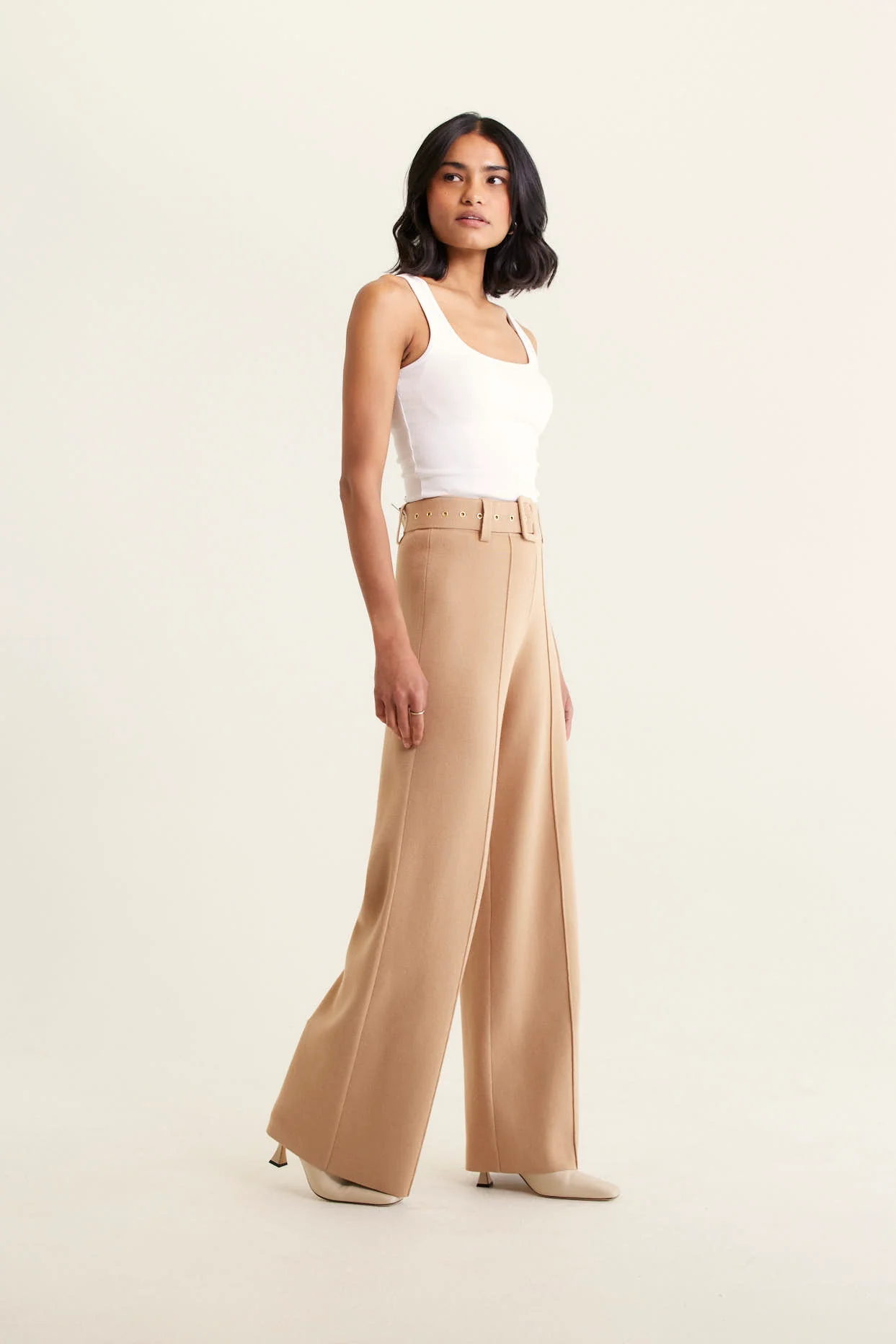 Hamilton Crepe Knit Pant In Tan - Image 5