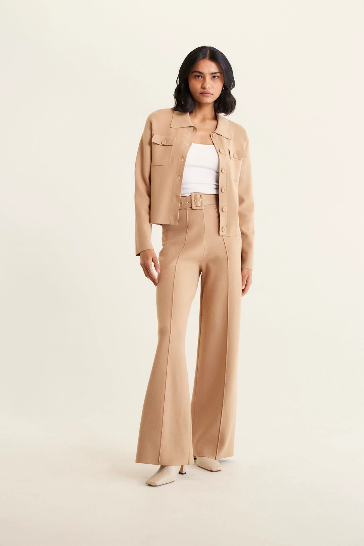 Hamilton Crepe Knit Pant In Tan - Image 7