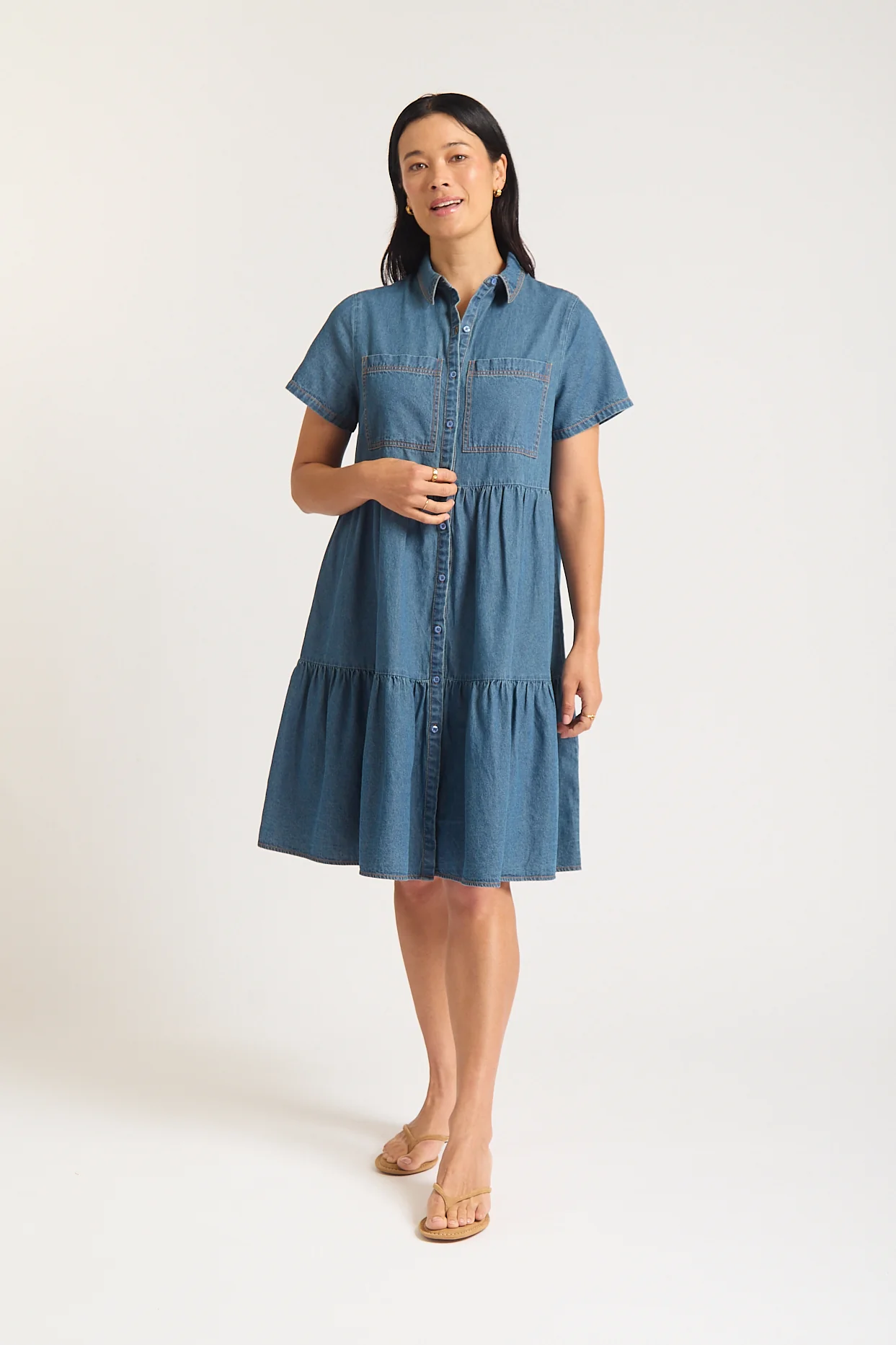 Hazel Dress Classic In Denim - Image 4