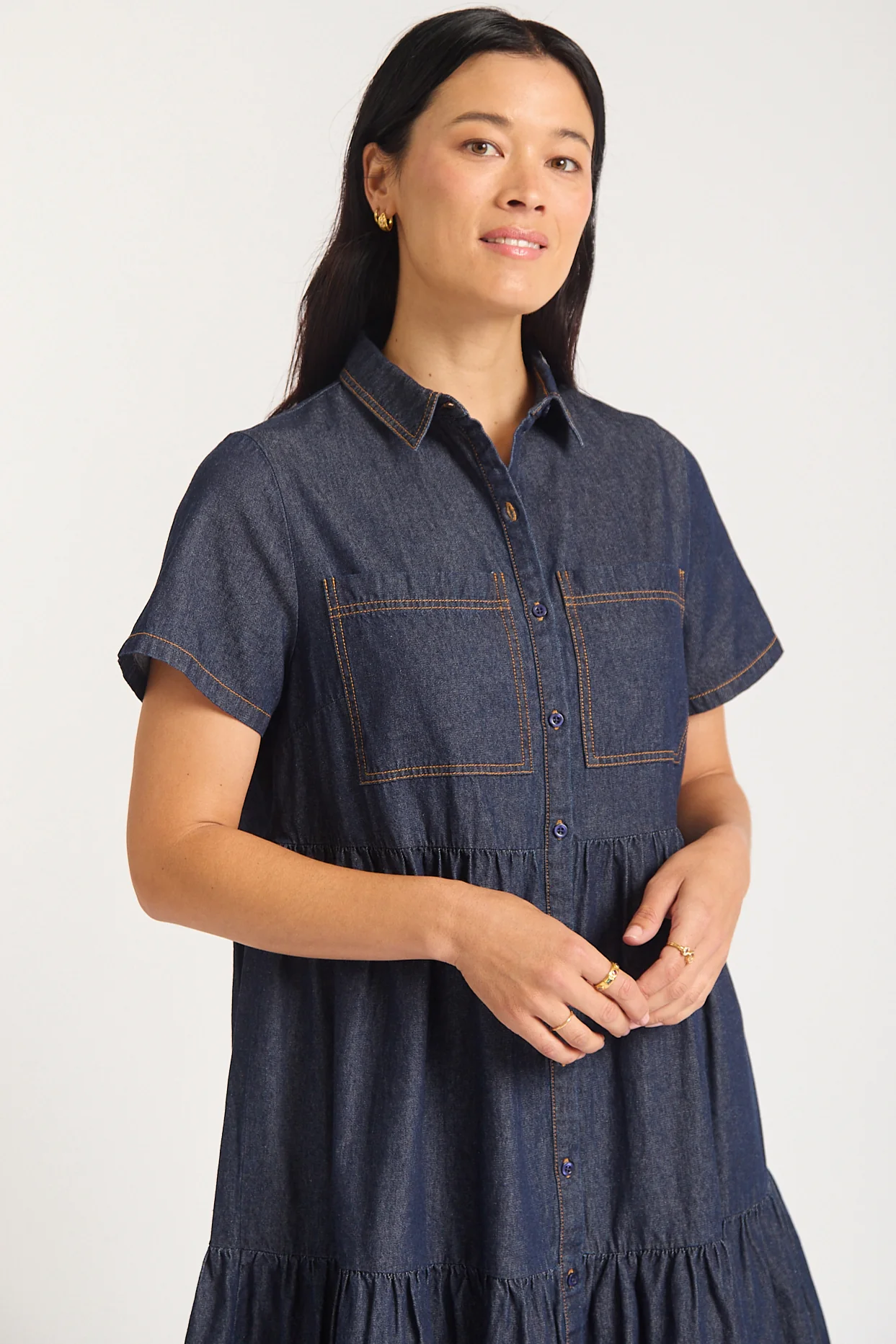 Hazel Dress Classic In Indigo Denim - Image 3