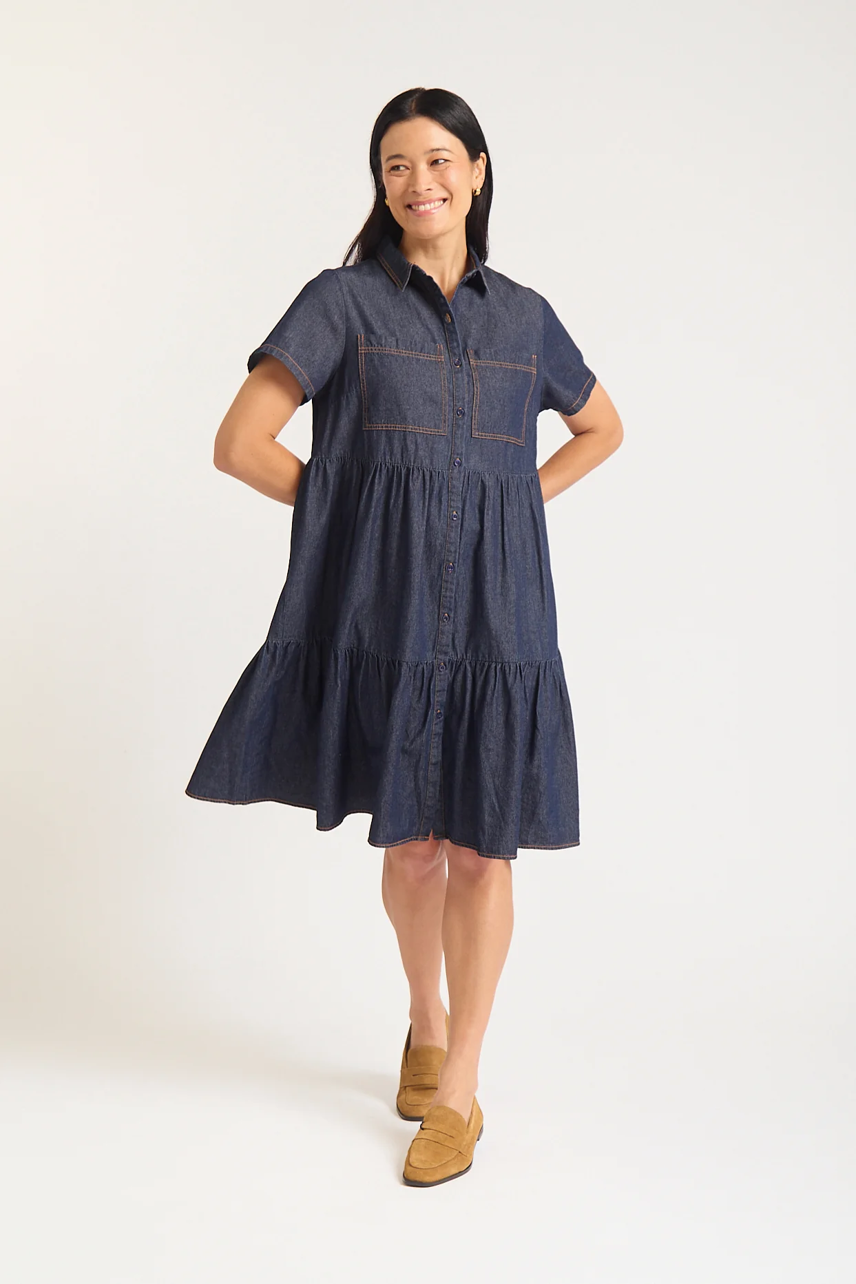 Hazel Dress Classic In Indigo Denim - Image 5