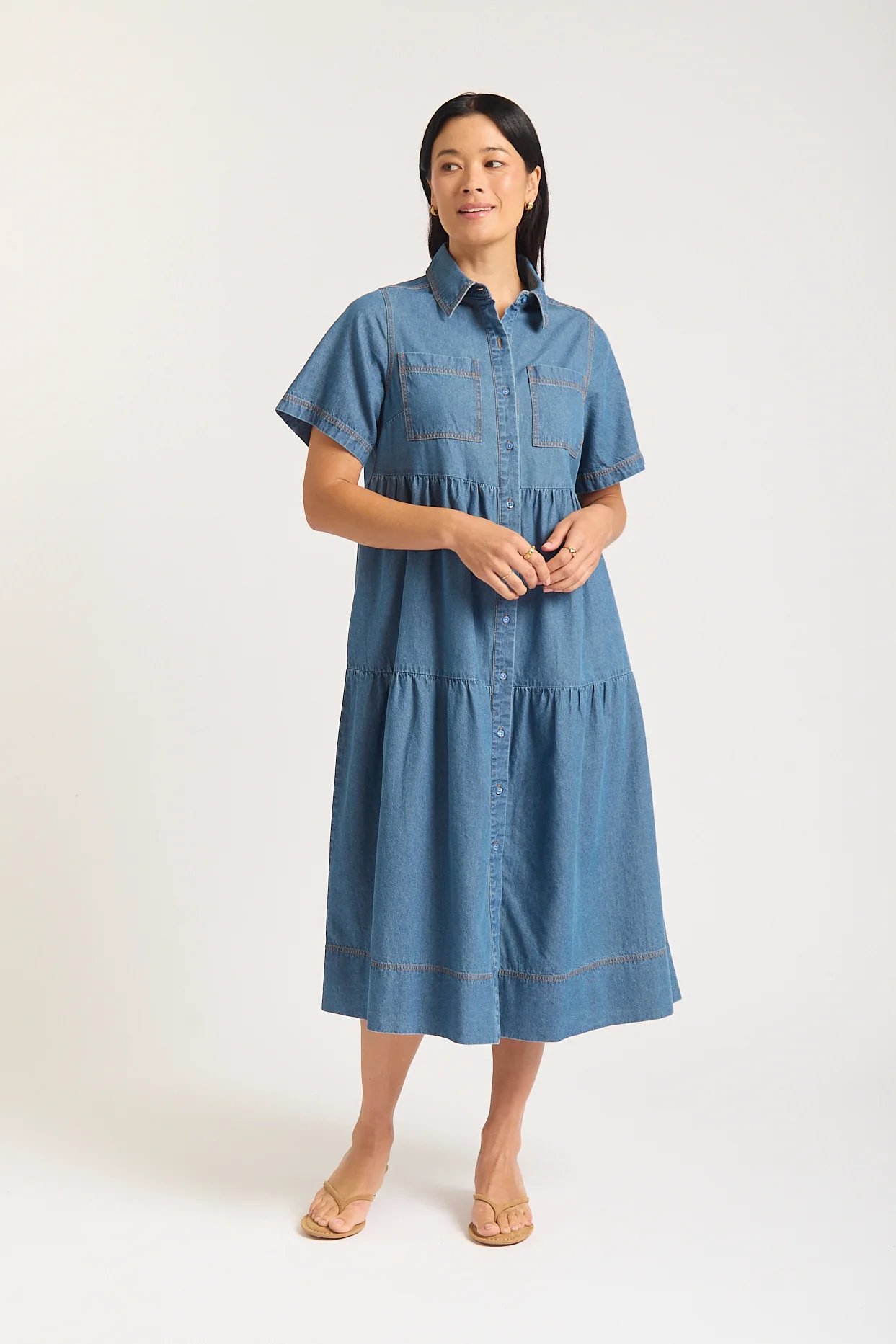 Hazel Midi Dress In Denim - Image 3