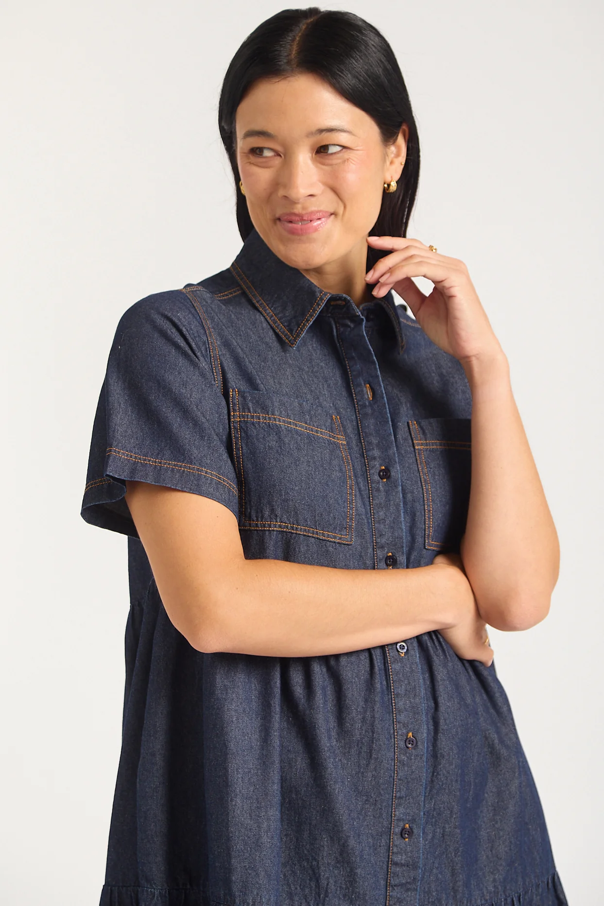 Hazel Midi Dress In Indigo Denim - Image 3