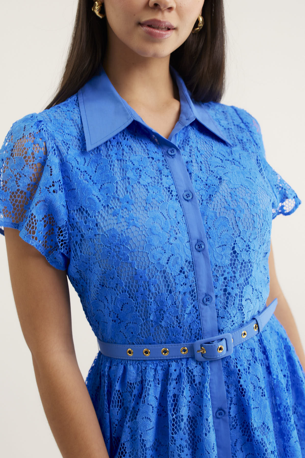 Heidi Lace Dress In Cornflower - Image 2