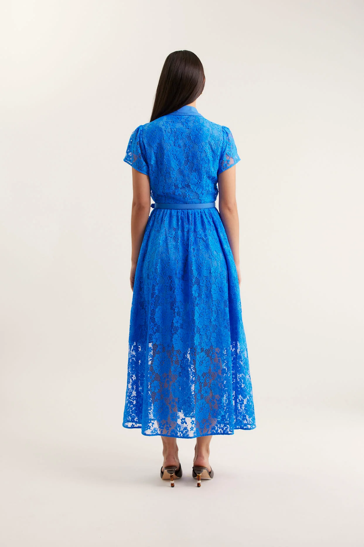 Heidi Lace Dress In Cornflower - Image 3