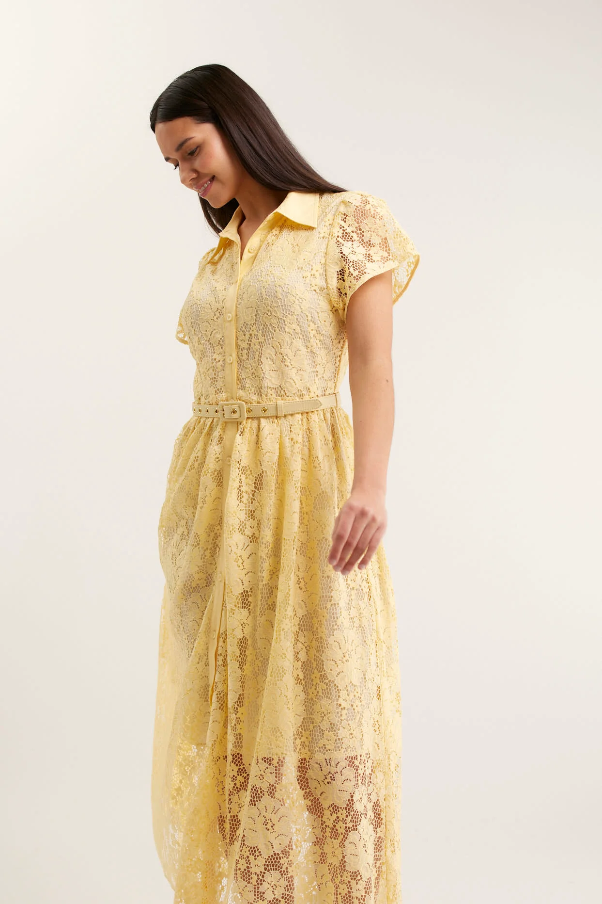 Heidi Lace Dress In Lemon - Image 3