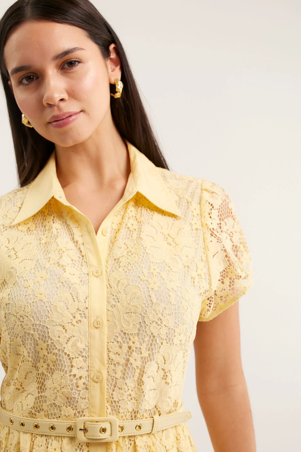 Heidi Lace Dress In Lemon - Image 4