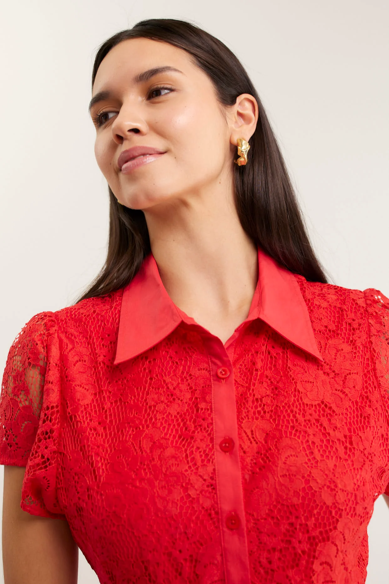 Heidi Lace Dress In Red - Image 3