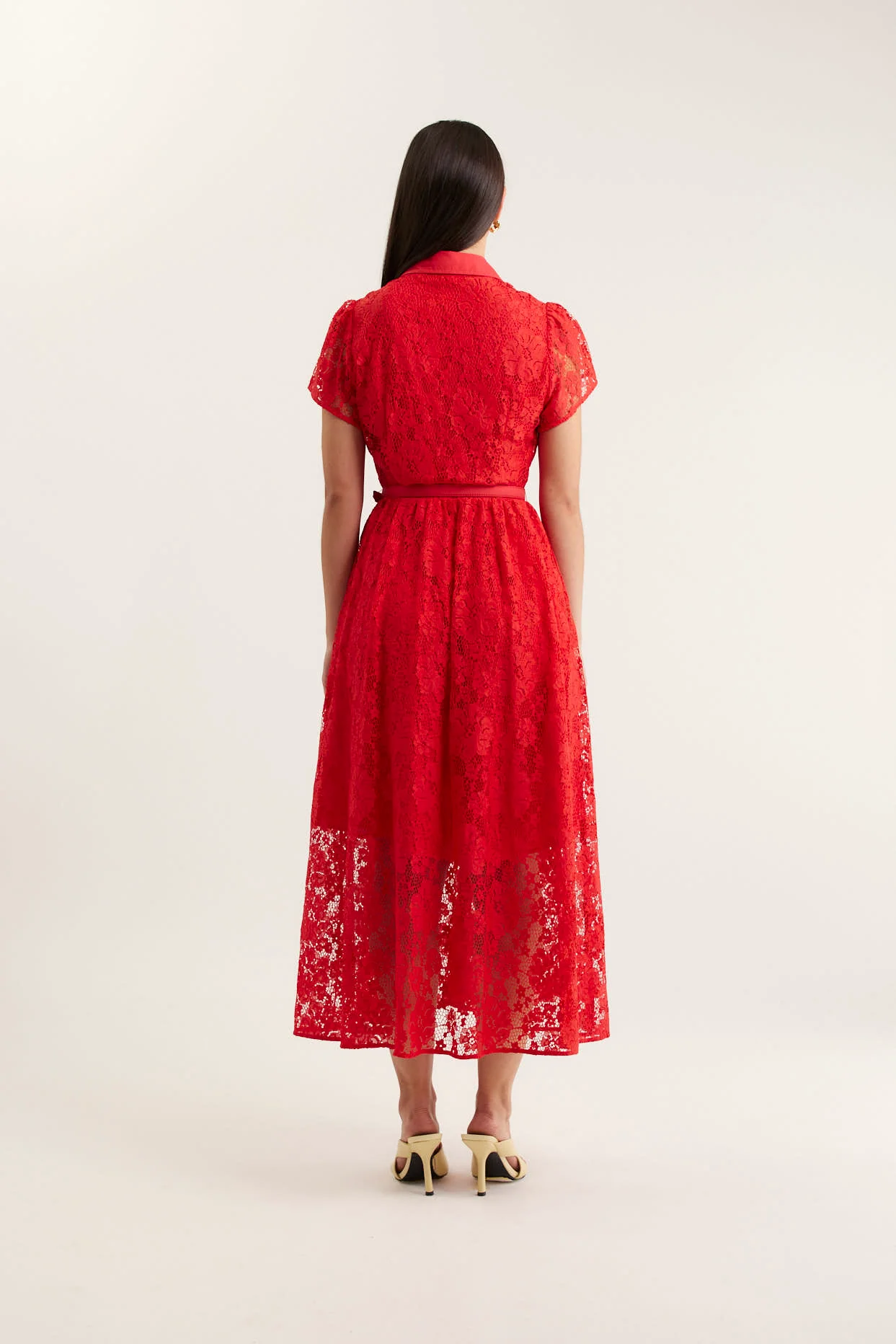 Heidi Lace Dress In Red - Image 4