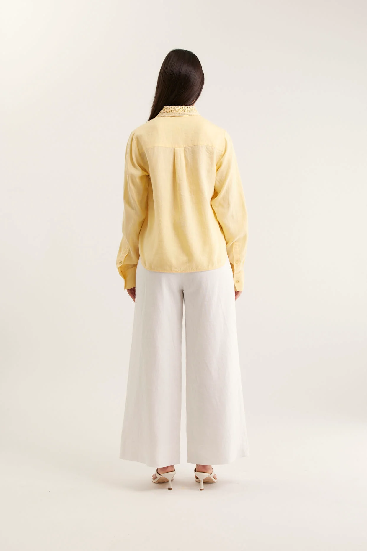 Lacey Linen Shirt In Lemon - Image 3